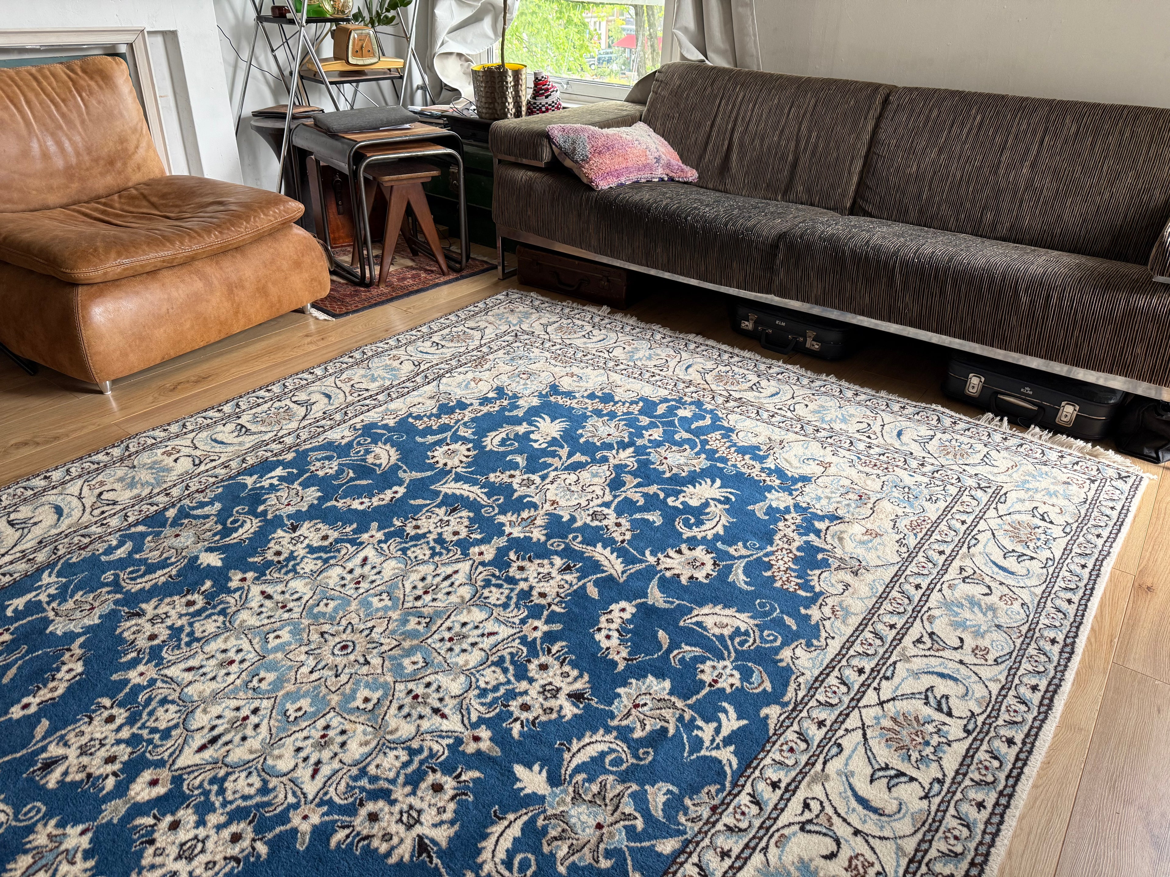 Handgeknoopt vintage oosters tapijt – Nain stijl – ca. 196 × 310 cm