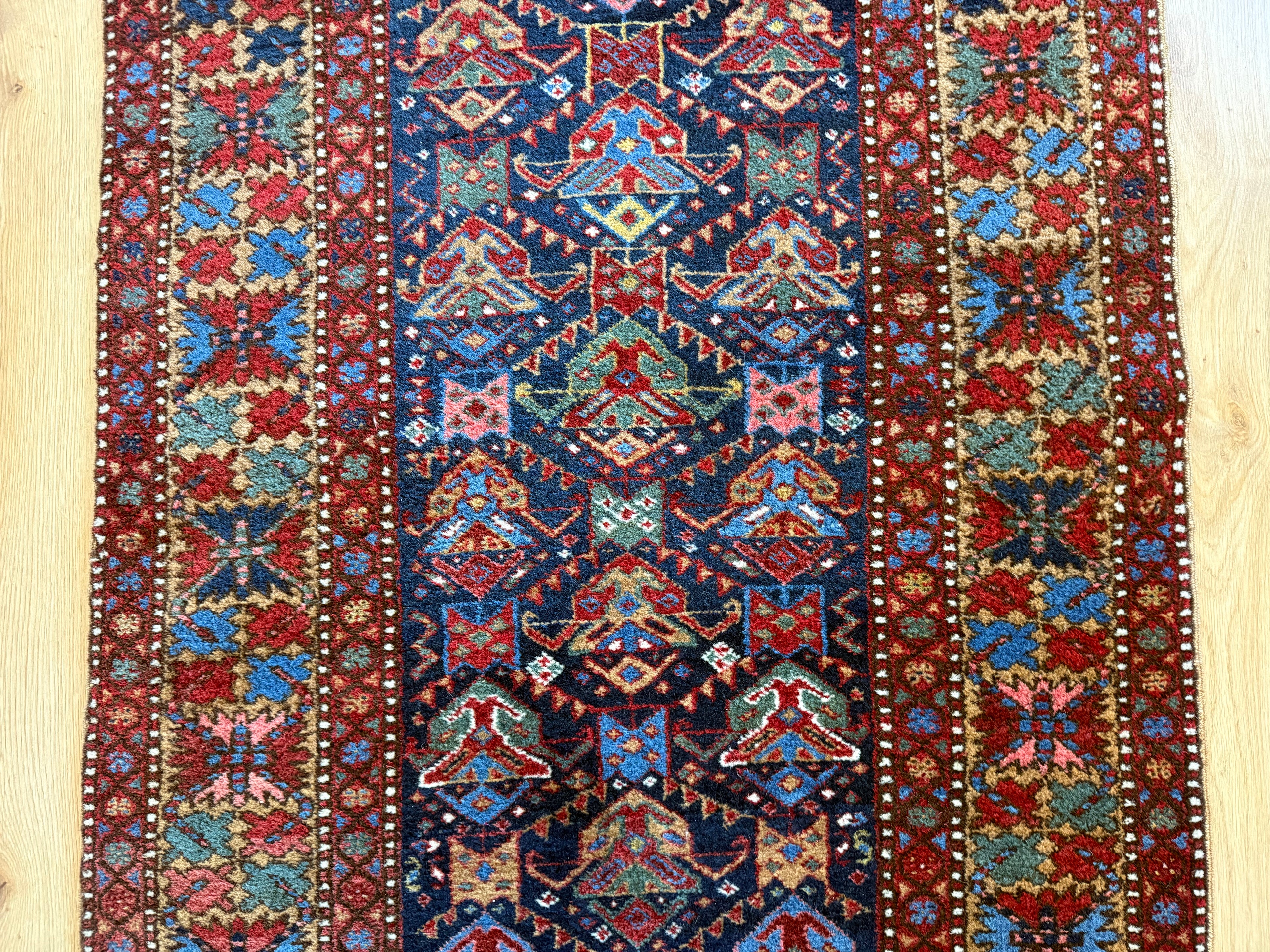 Handgeknoopt vintage tapijt – Heriz stijl – ca. 334 × 89 cm