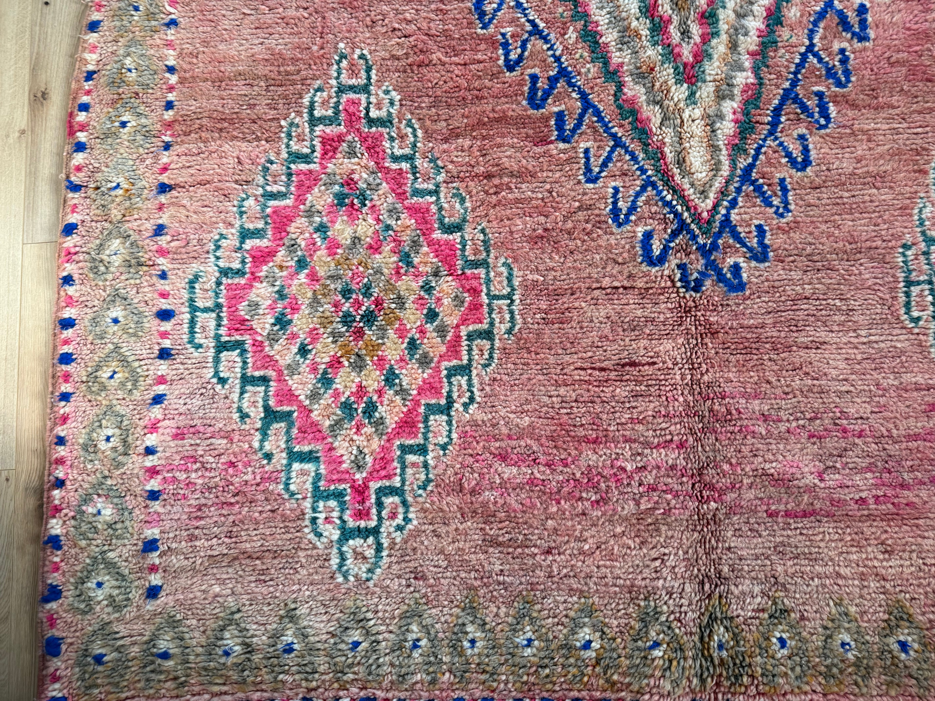 Handgeknoopt vintage Marokkaans tapijt – ca. 370 × 204 cm