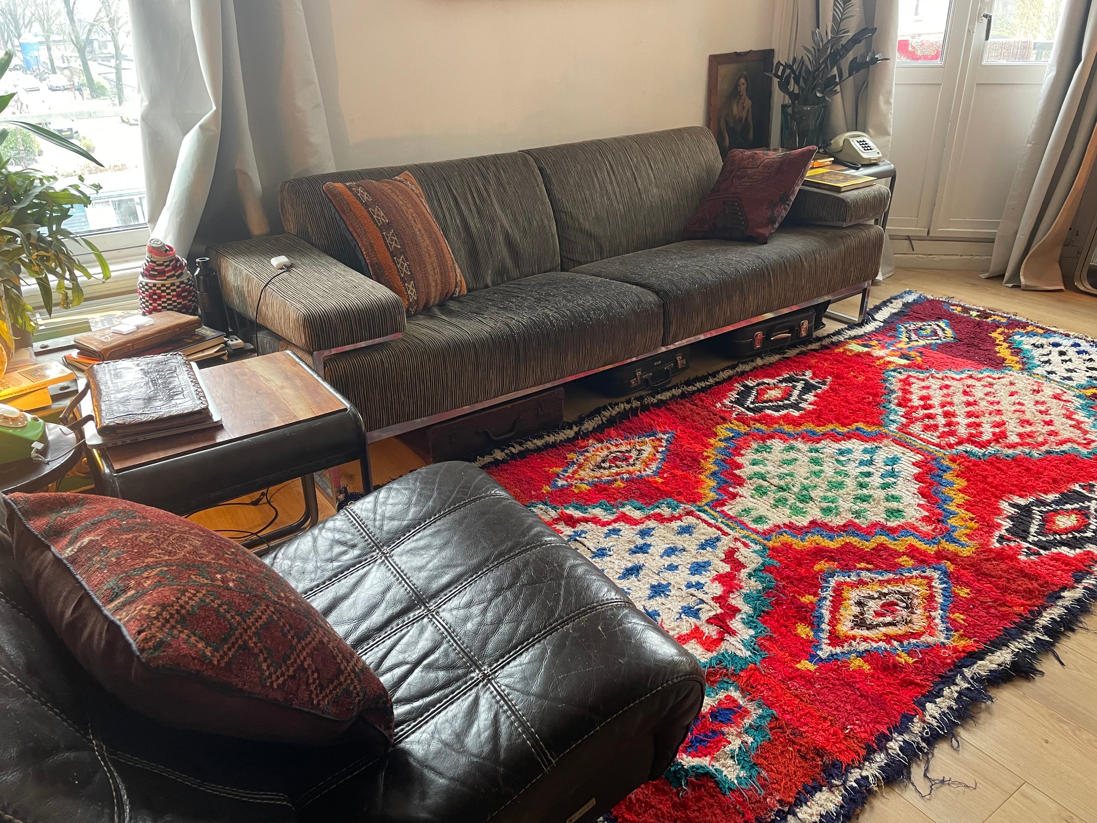 Handgeknoopt vintage Boujad tapijt – Marokkaans – ca. 282 × 145 cm