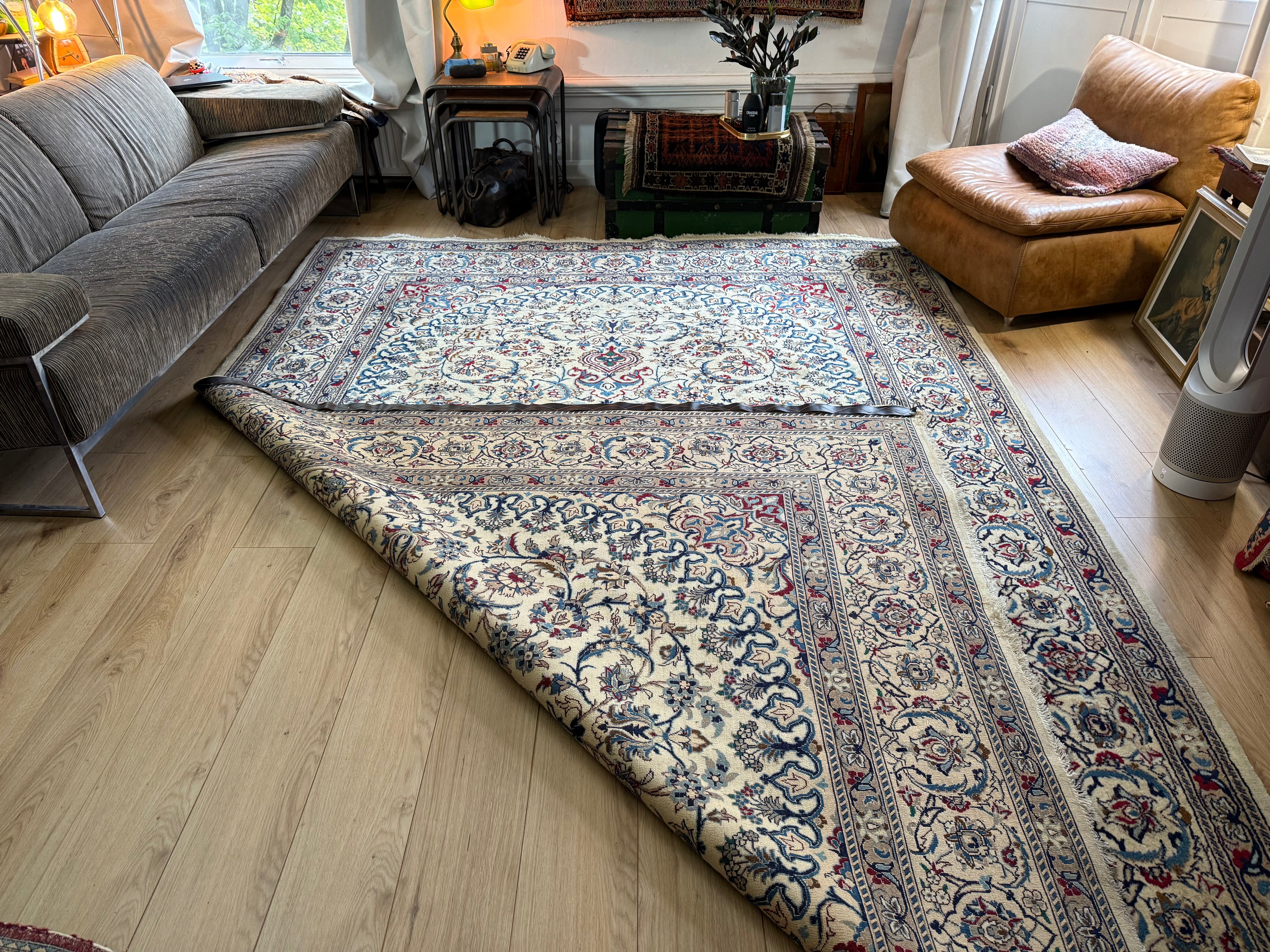 Handgeknoopt vintage Nain stijl tapijt – ca. 355 × 248 cm