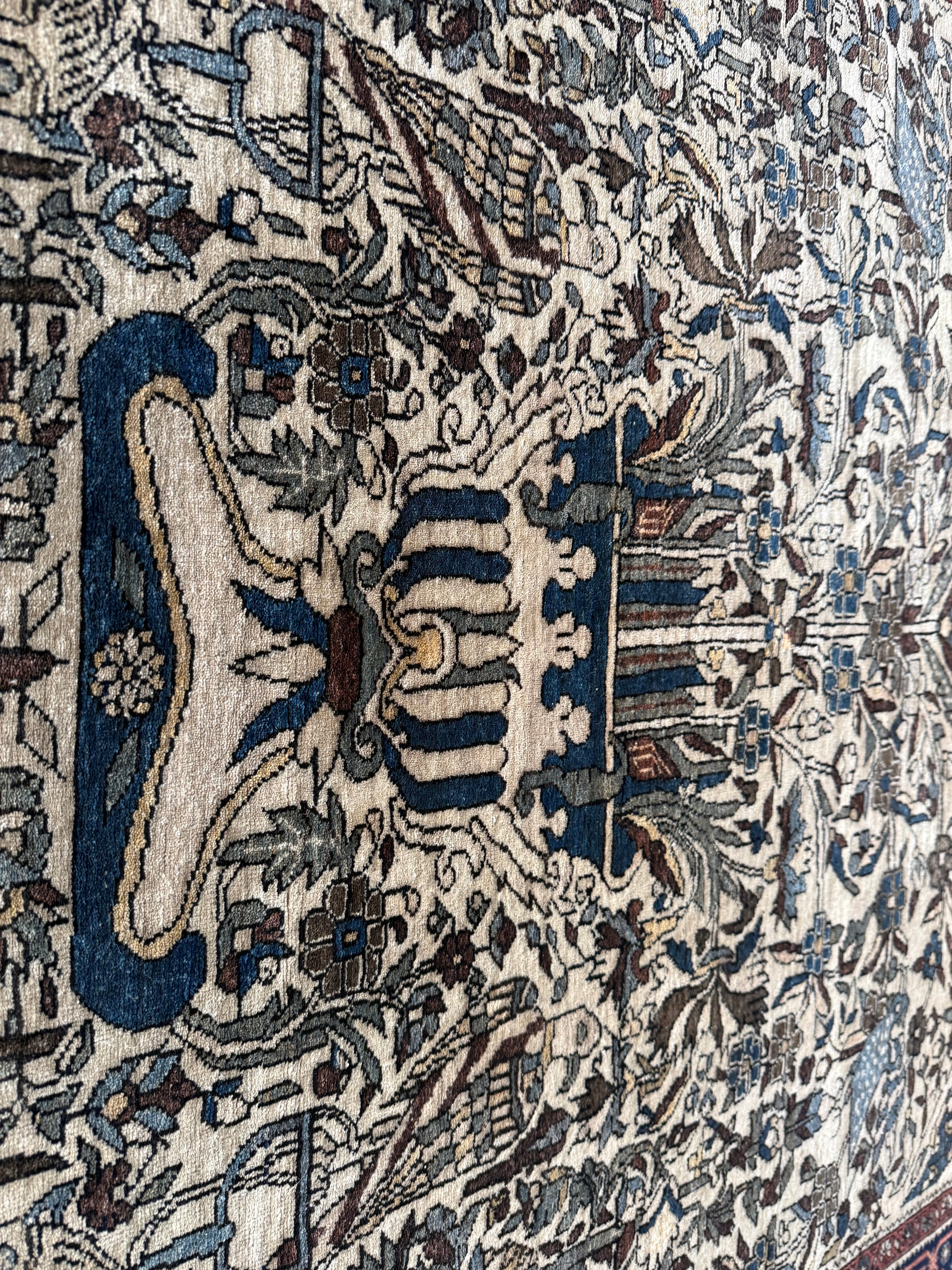 Early 20th-century figurative carpet – Qom tradition – 188 × 132 cm