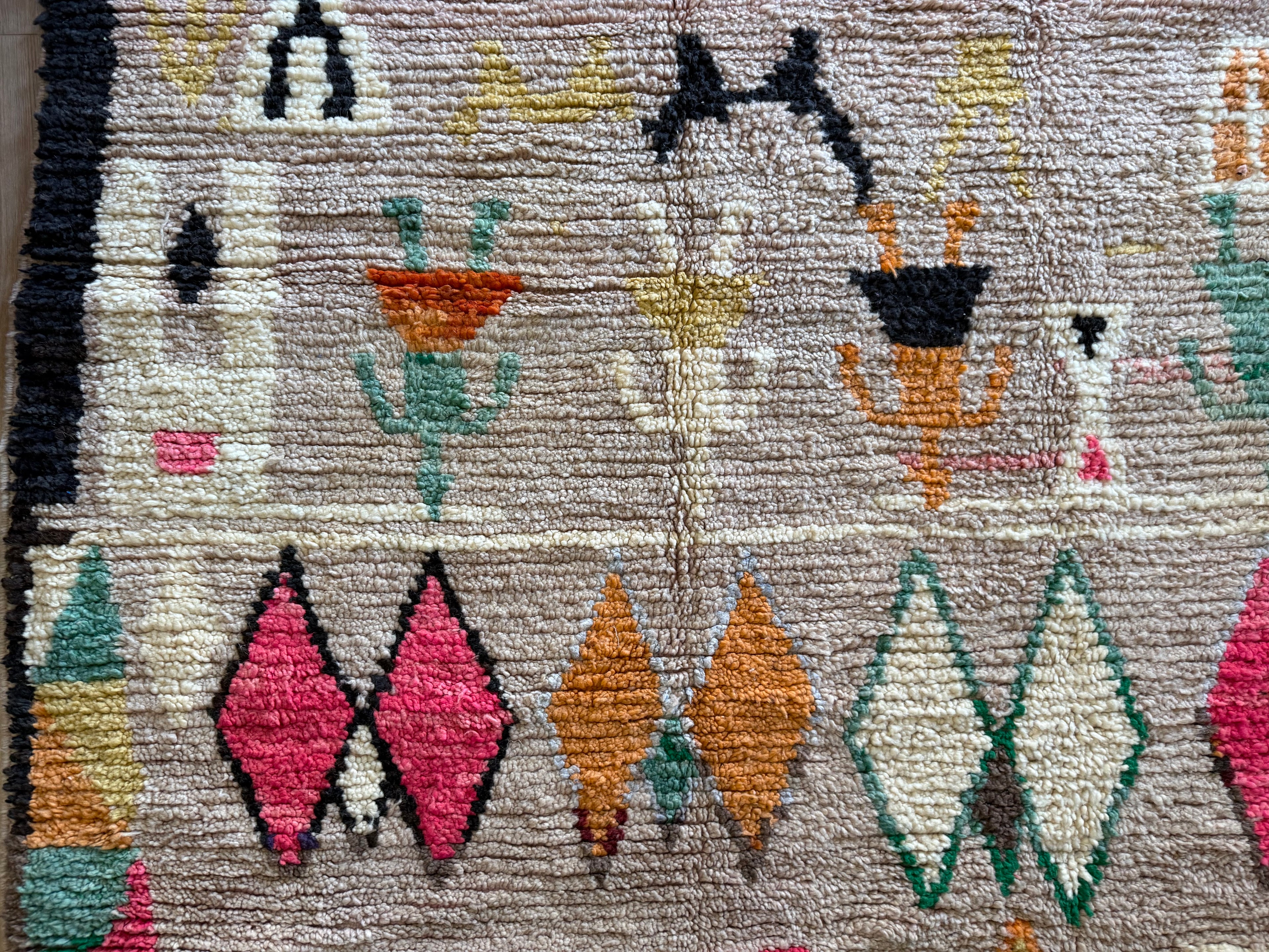 Handgeknoopt Marokkaans vloerkleed – ca. 300 × 200 cm – kleurrijk geometrisch design