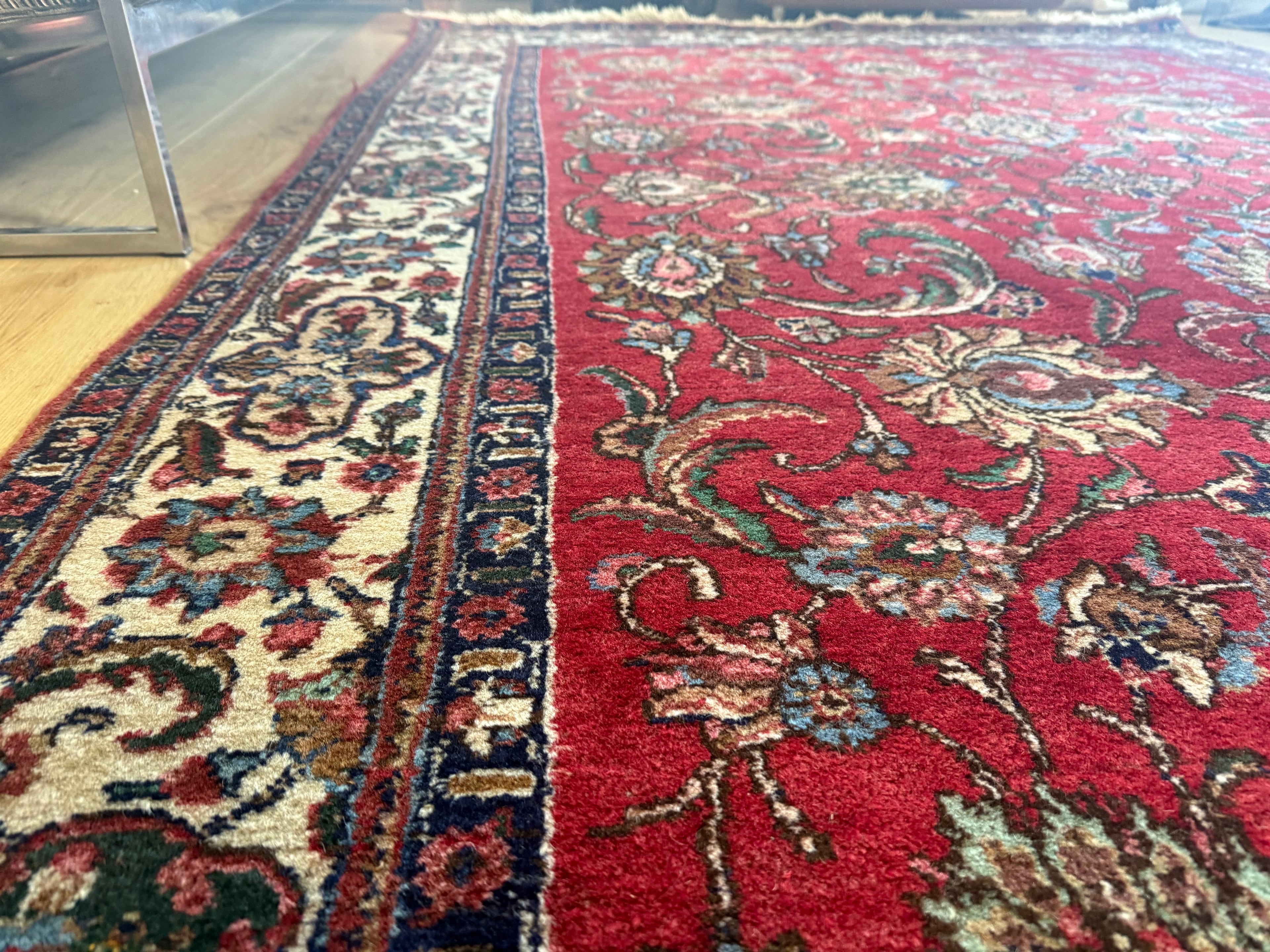 Vintage handgeknoopt vloerkleed – klassieke florale stijl – ca. 320 × 207 cm