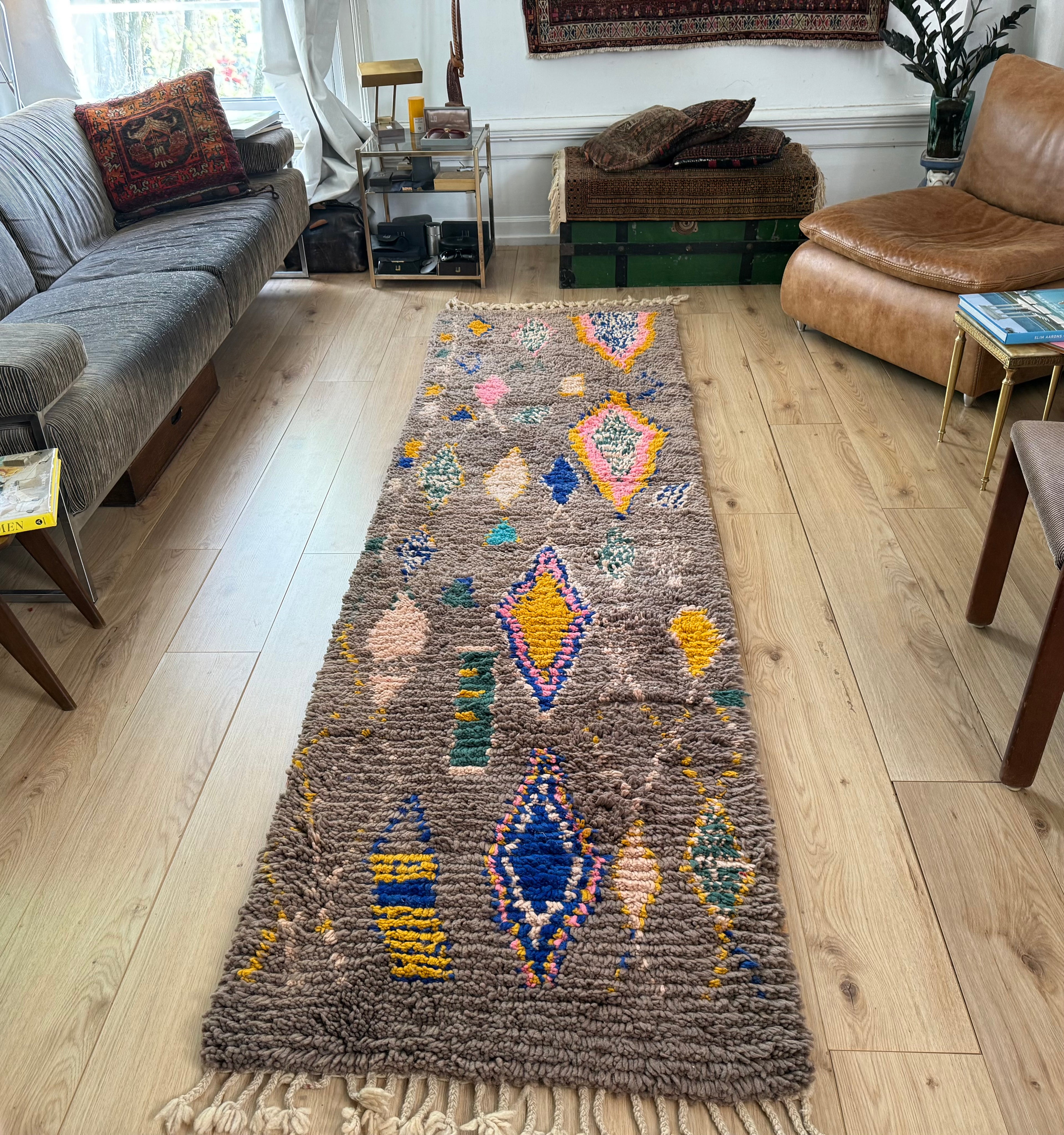 Vintage loper 309×83 cm – wol op wol, Berber stijl