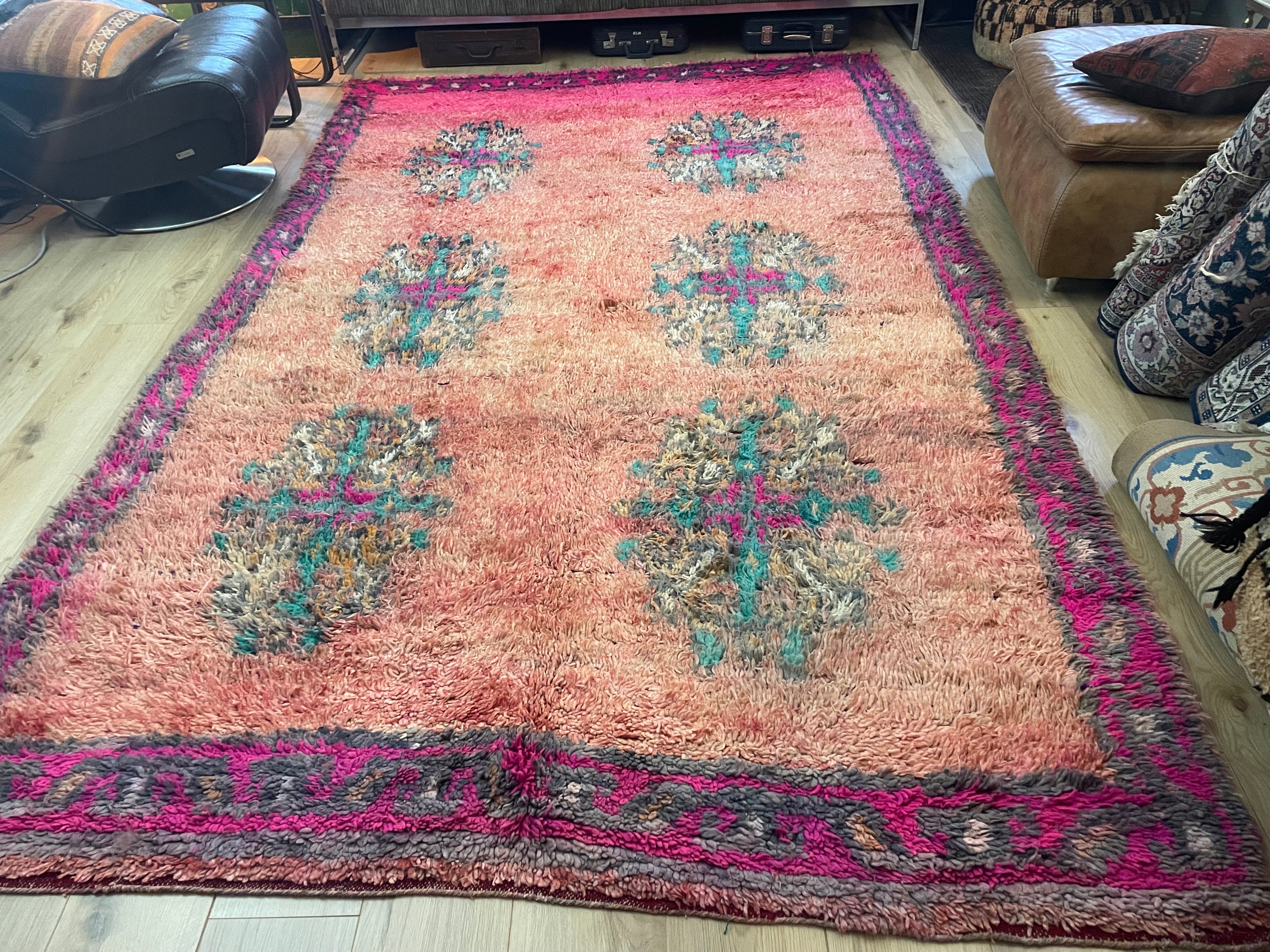 Handgeknoopt vintage tapijt Marokkaans Boucherouite ca. 323 × 193 cm