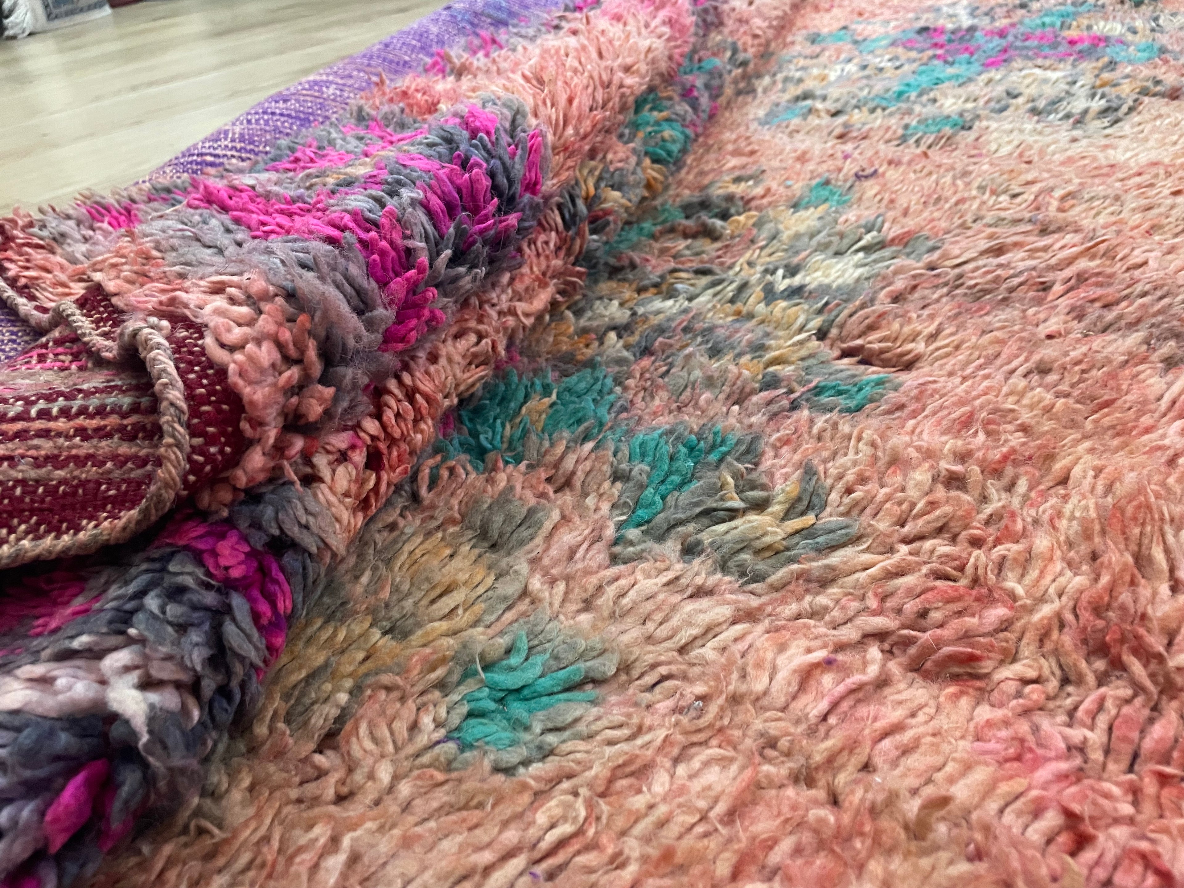Handgeknoopt vintage tapijt Marokkaans Boucherouite ca. 323 × 193 cm