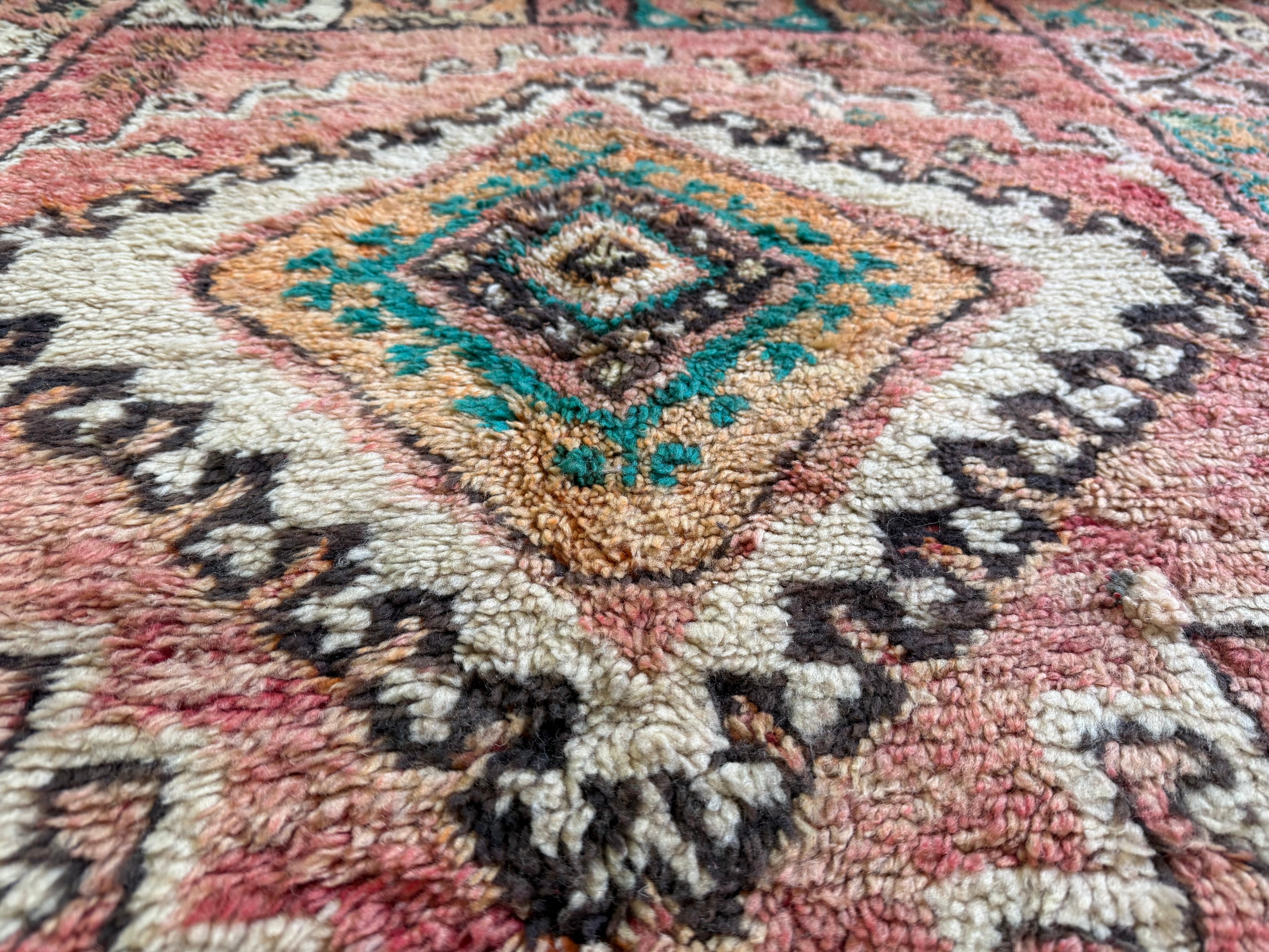 Vintage Moroccan Carpet 394 × 204 cm, 1970s