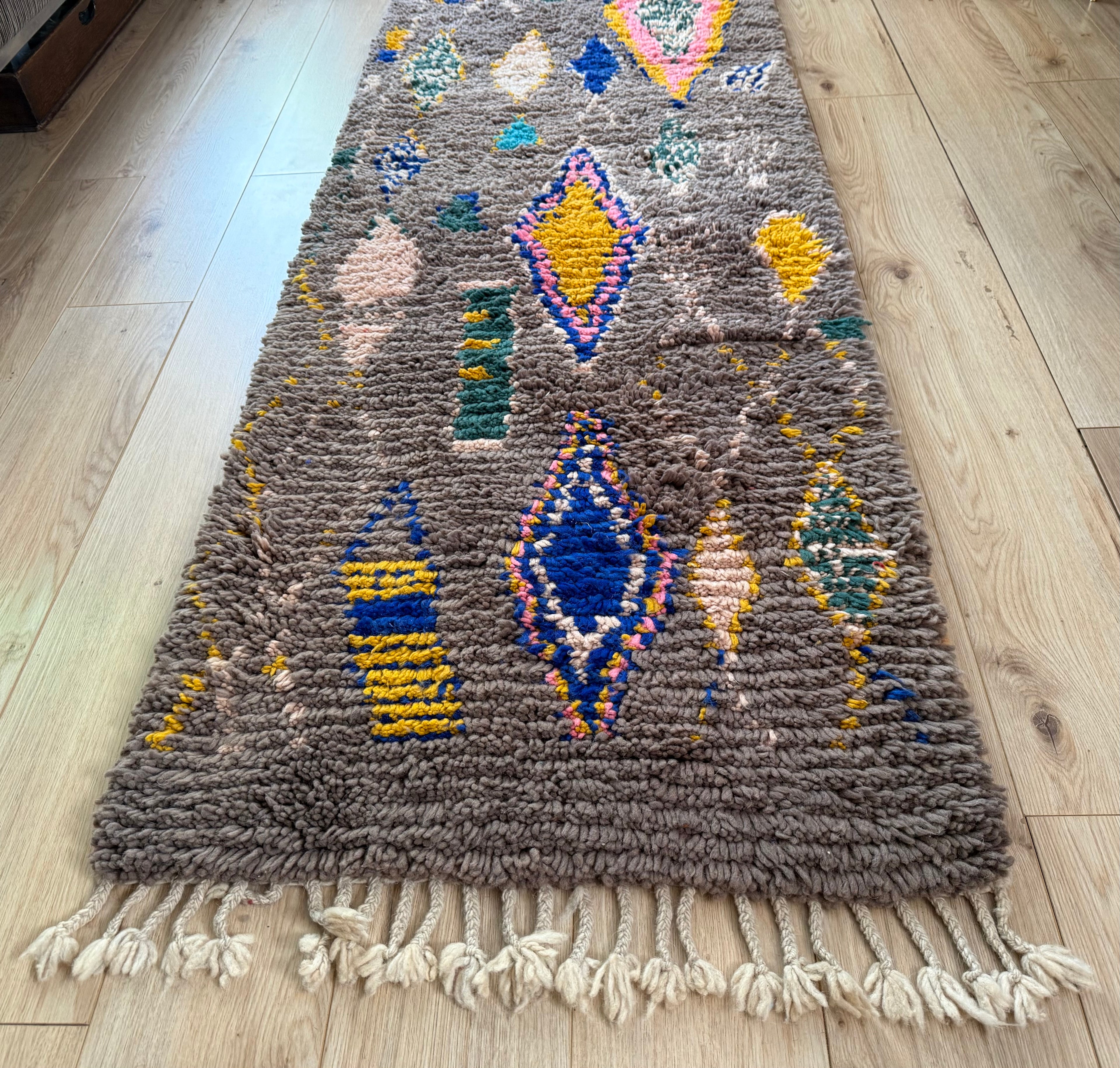 Vintage loper 309×83 cm – wol op wol, Berber stijl