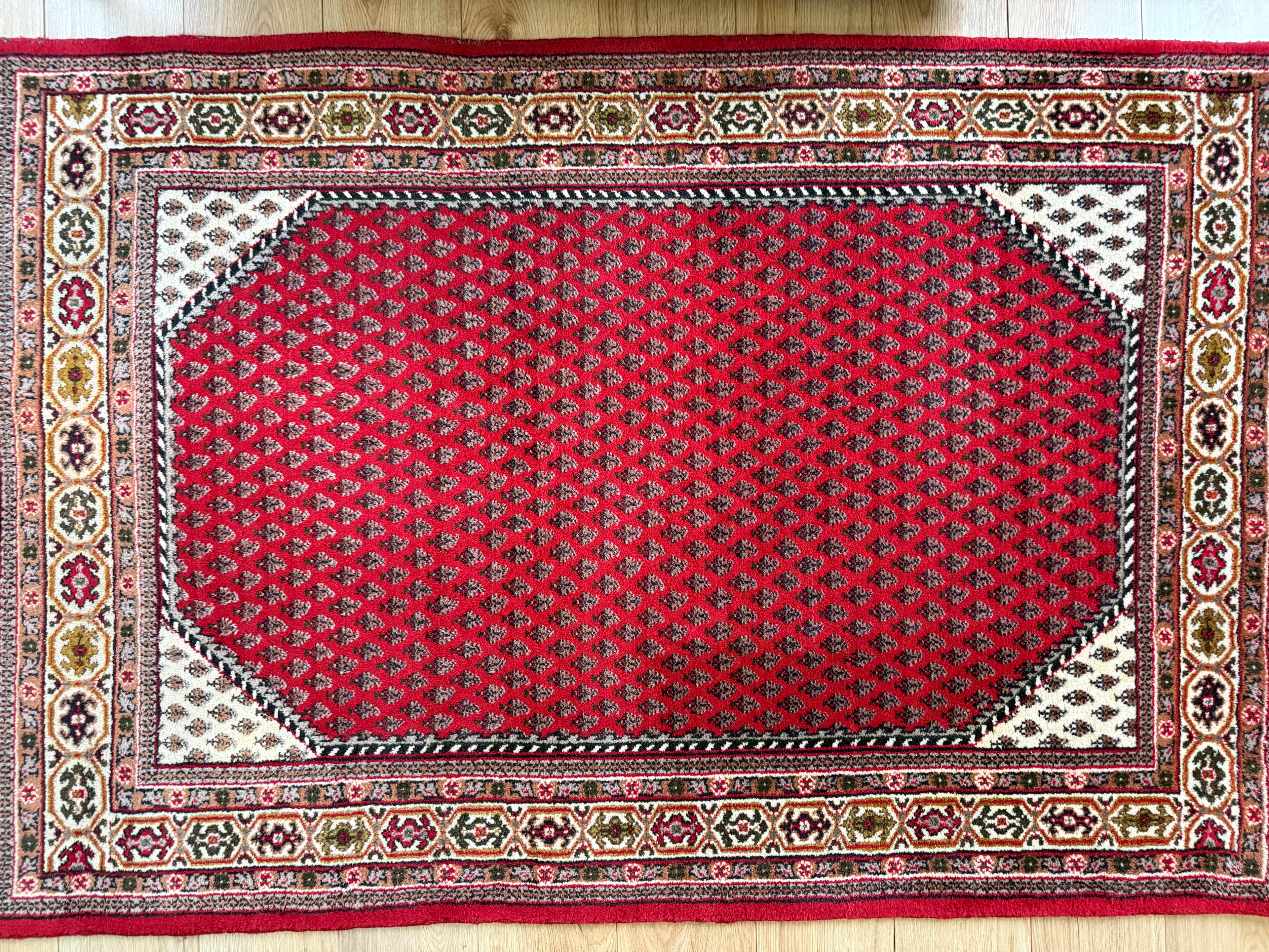 Vintage handgeknoopt vloerkleed – klassiek boteh design – ca. 192 × 125 cm