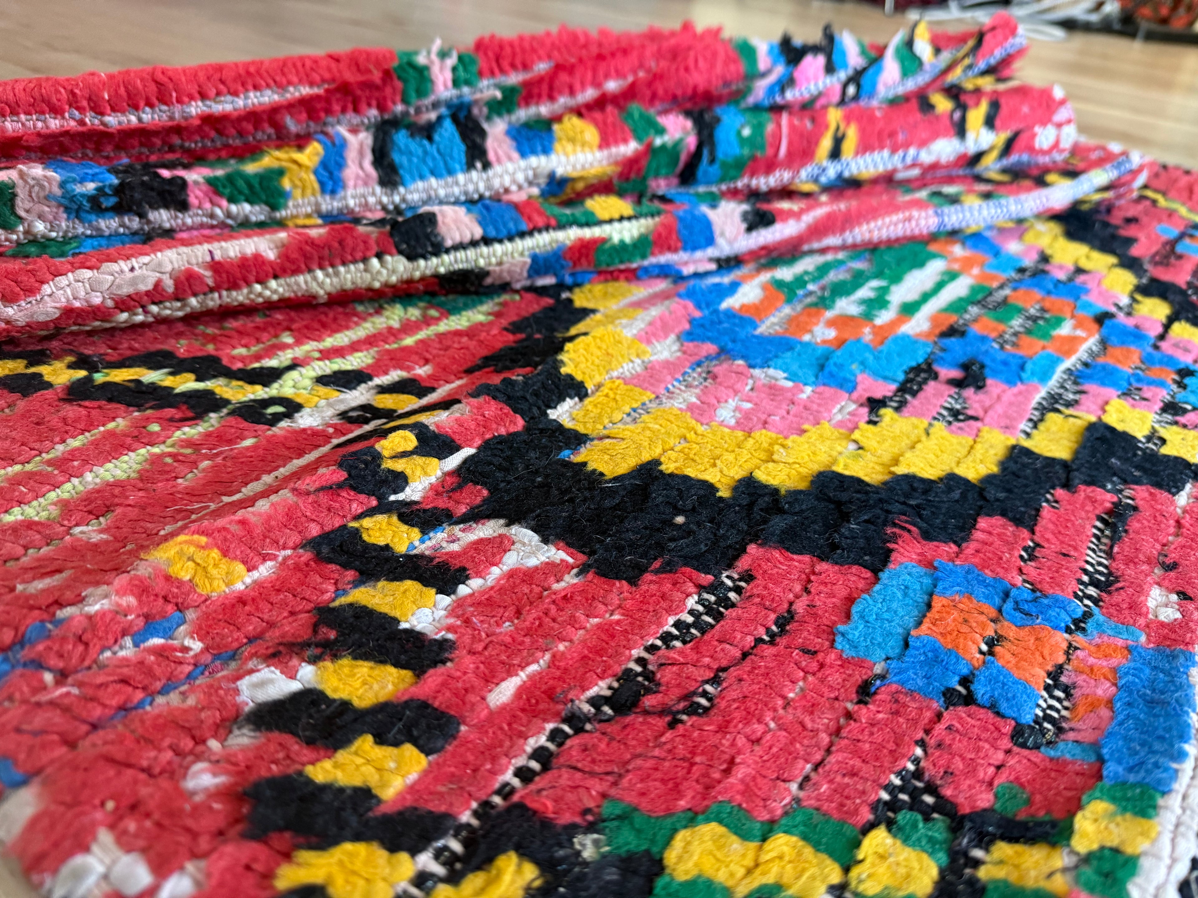 Handgeweven vintage loper met levend ritme 334 × ca. 92 cm (organisch variërend)