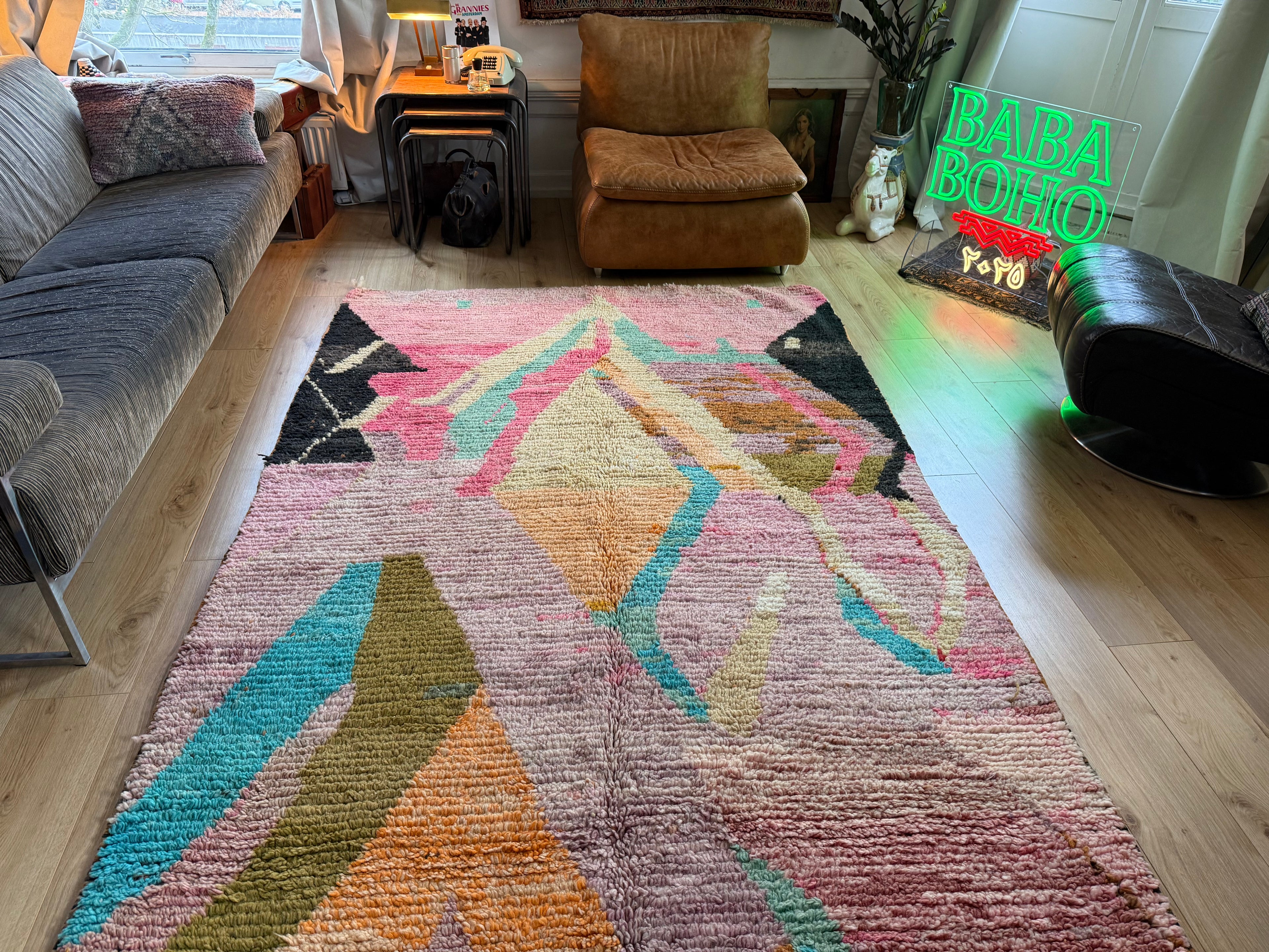 Marokkaans vintage Berber tapijt met zachte pasteltinten – 288 × 170 cm