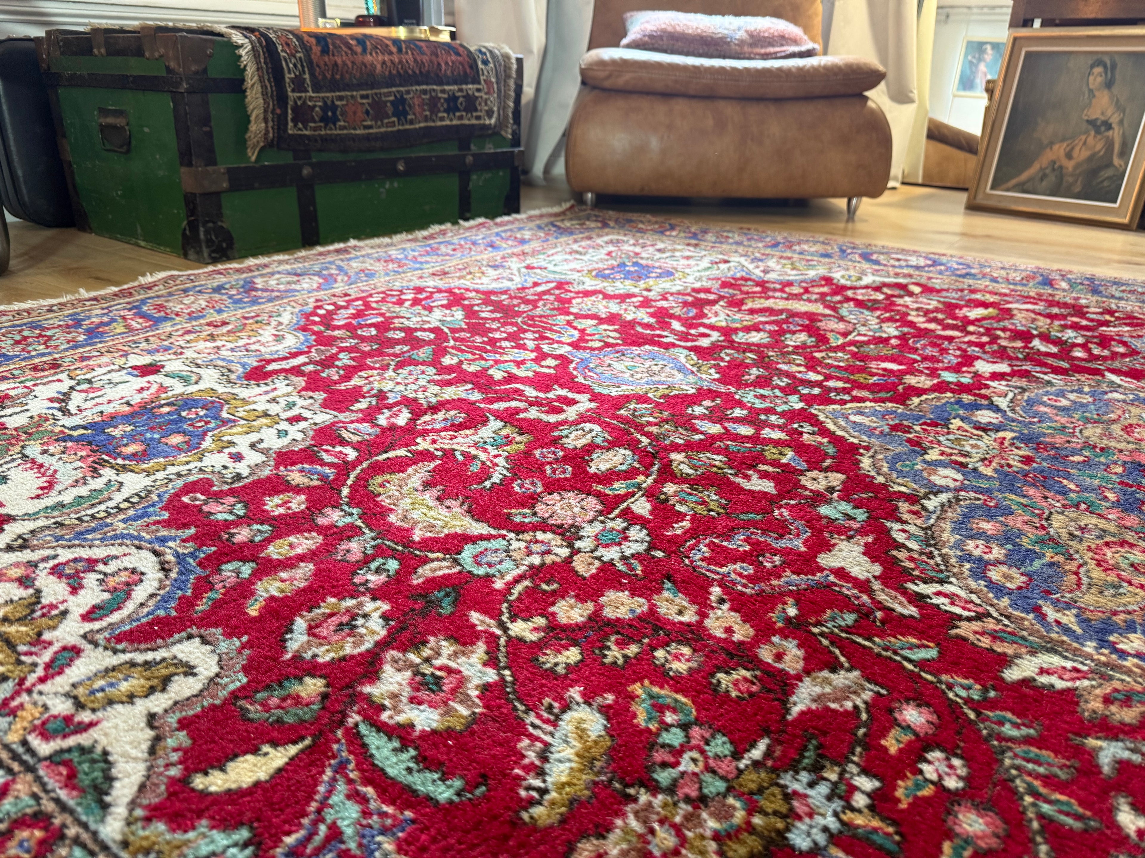Handgeknoopt vintage Tabriz tapijt – ca. 301 × 205 cm