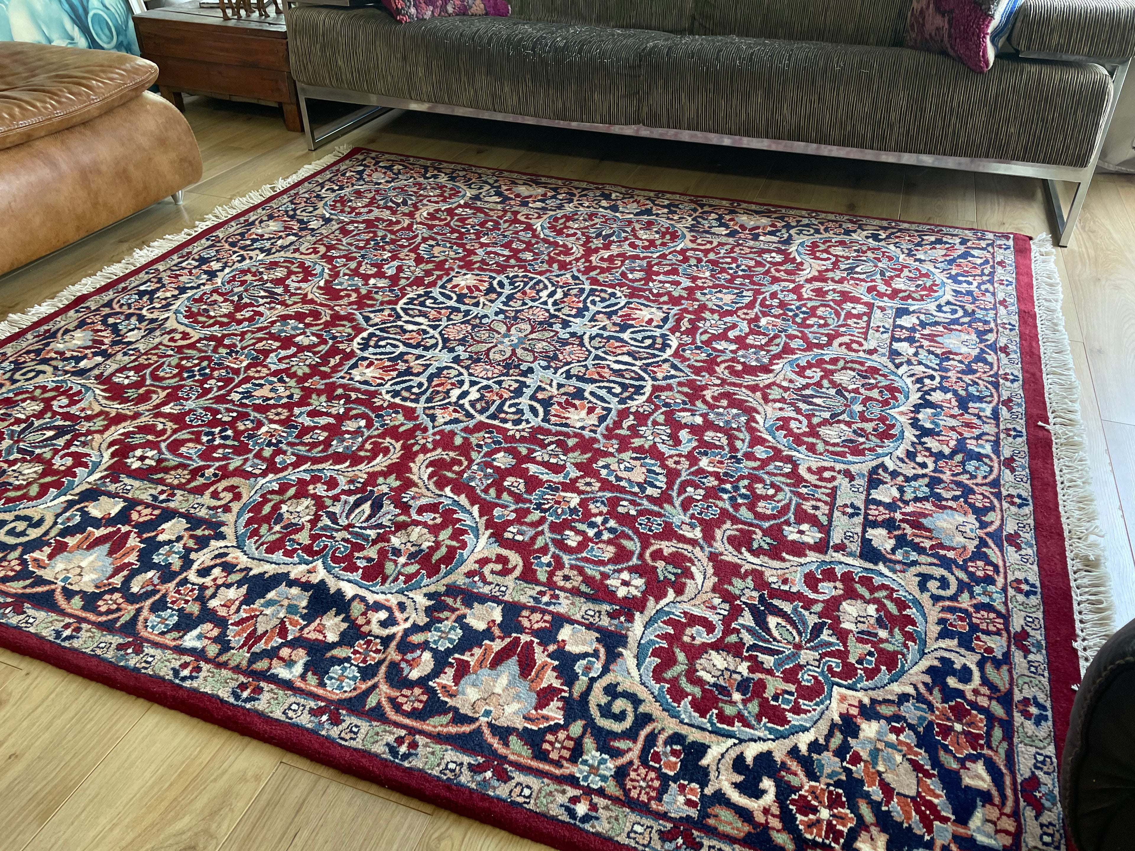 Handgeknoopt vintage oosters tapijt – ca. 200 × 193 cm