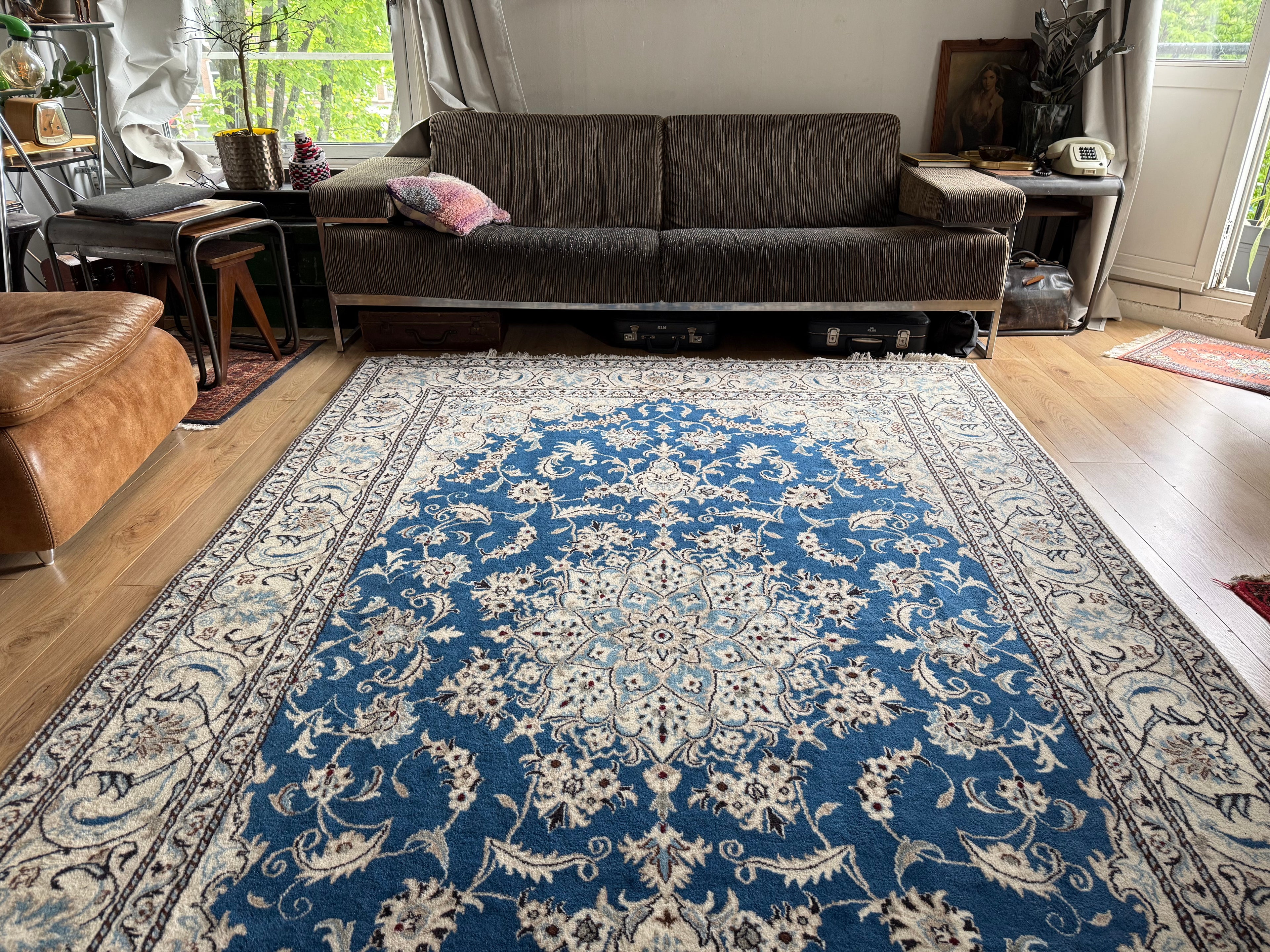 Handgeknoopt vintage oosters tapijt – Nain stijl – ca. 196 × 310 cm