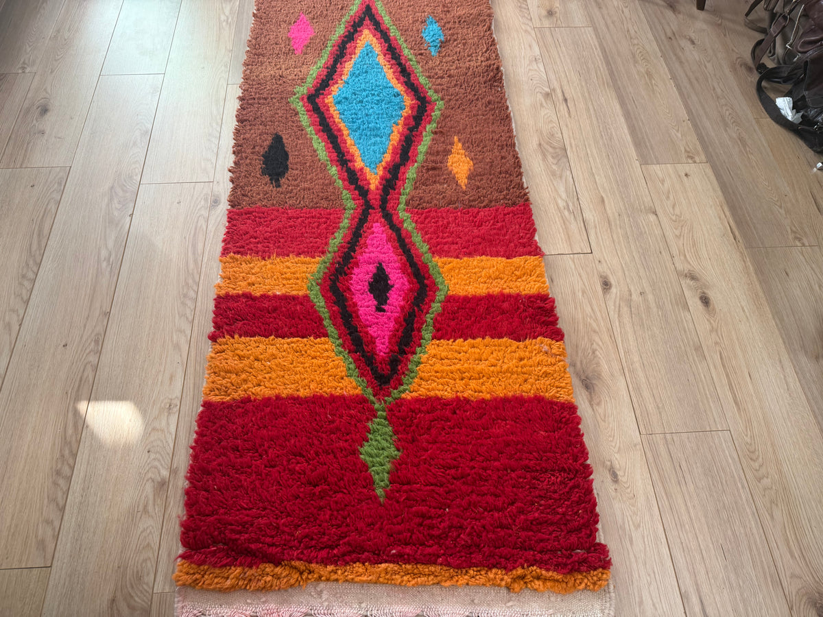 Vintage Marokkaanse Azilal loper – 390 × 80 cm