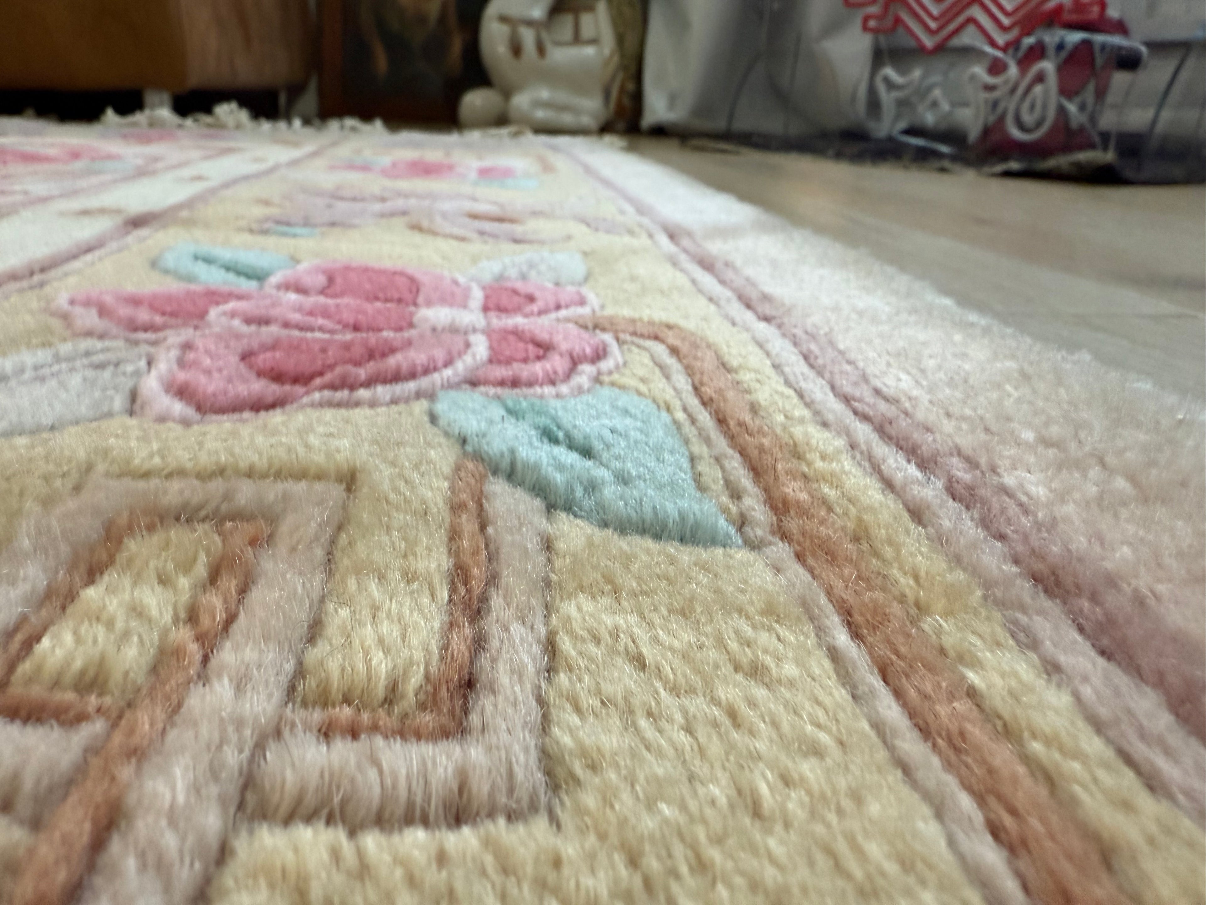 Vintage Deco-stijl wollen tapijt – ca. 330 × 215 cm