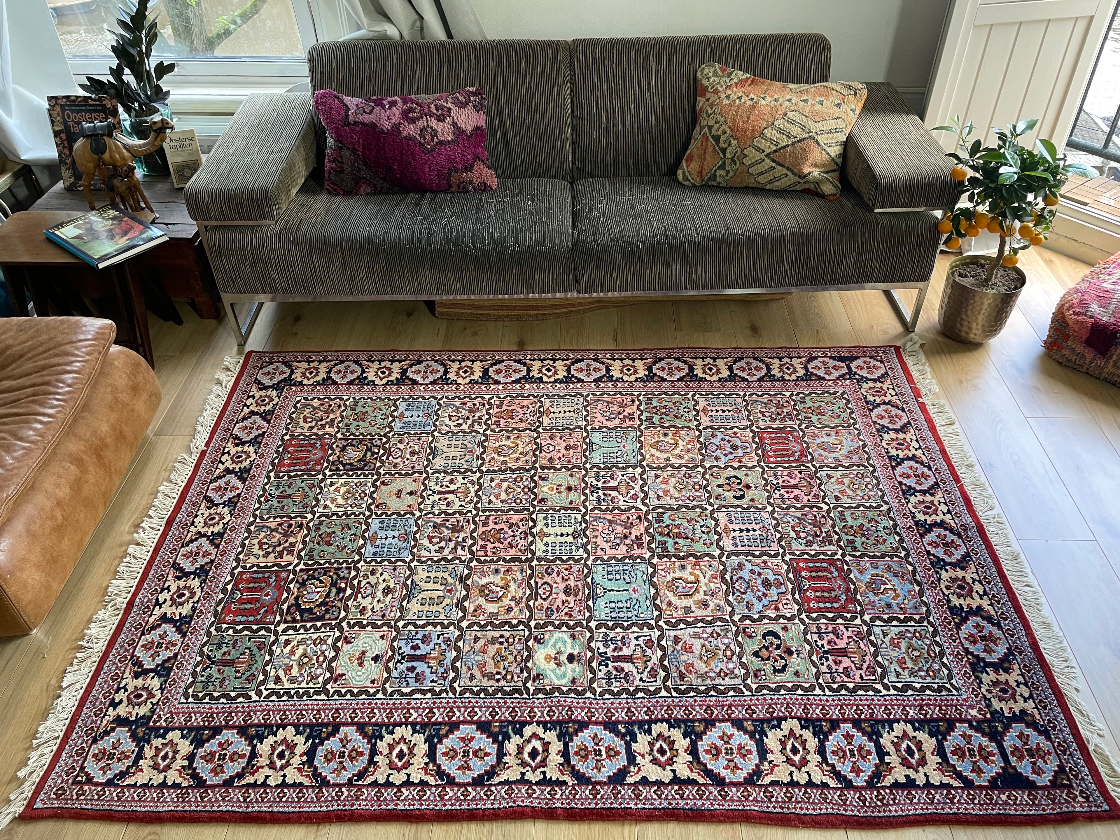 Handgeknoopt vintage Oosters tapijt – ca. 220 × 151 cm
