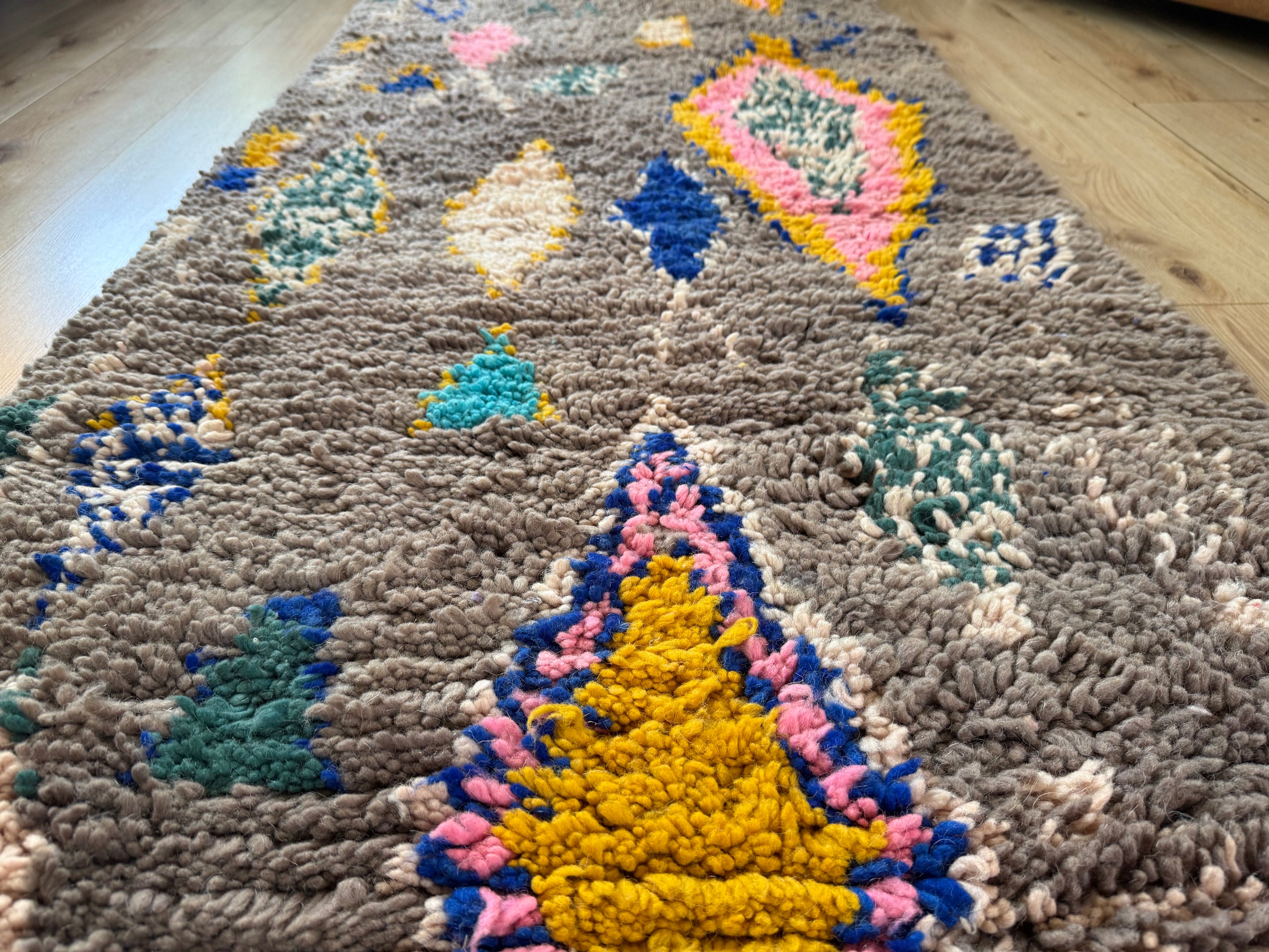 Vintage loper 309×83 cm – wol op wol, Berber stijl