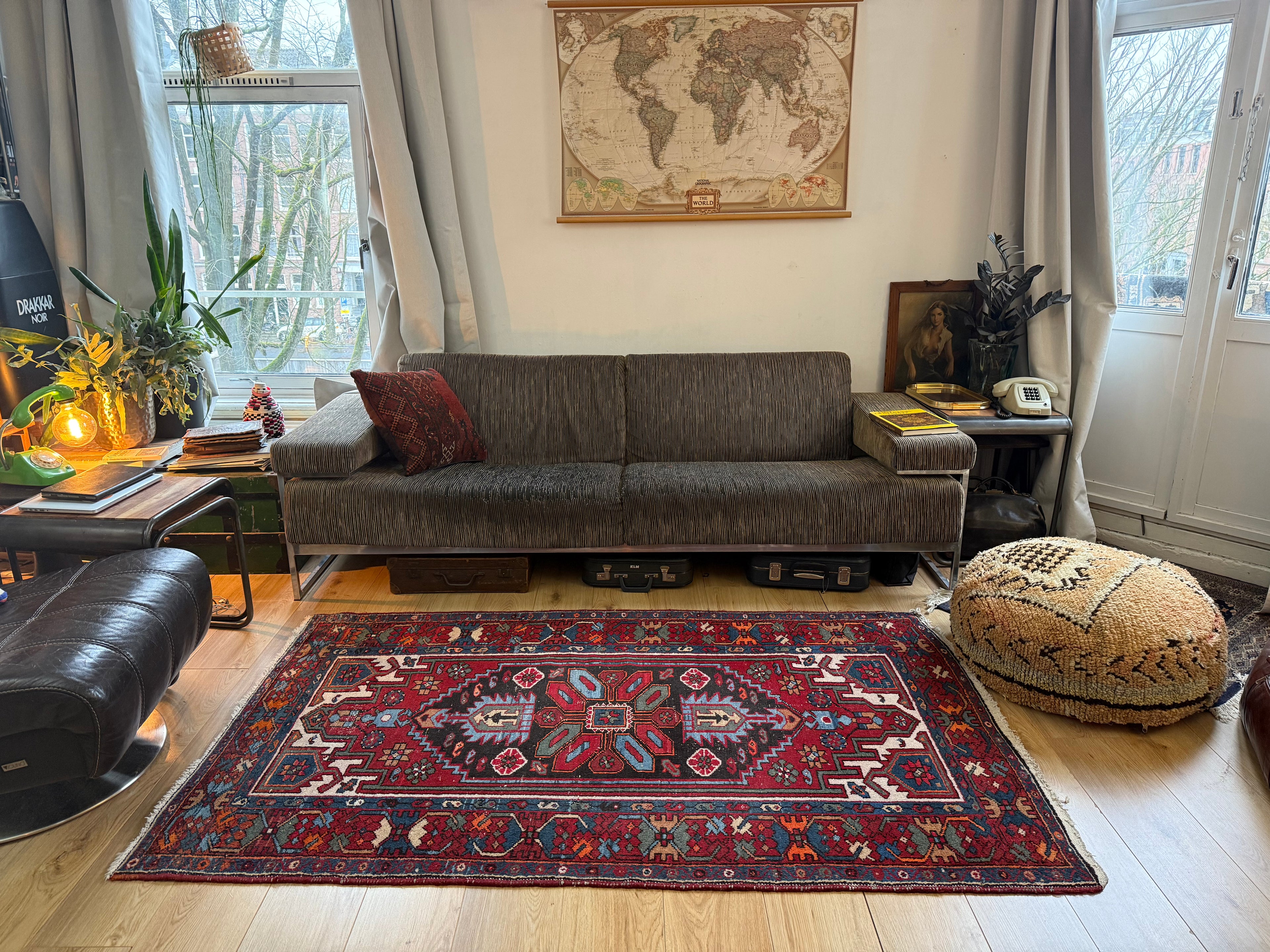 Handgeknoopt vintage oosters tapijt – Heriz stijl – ca. 200 × 118 cm
