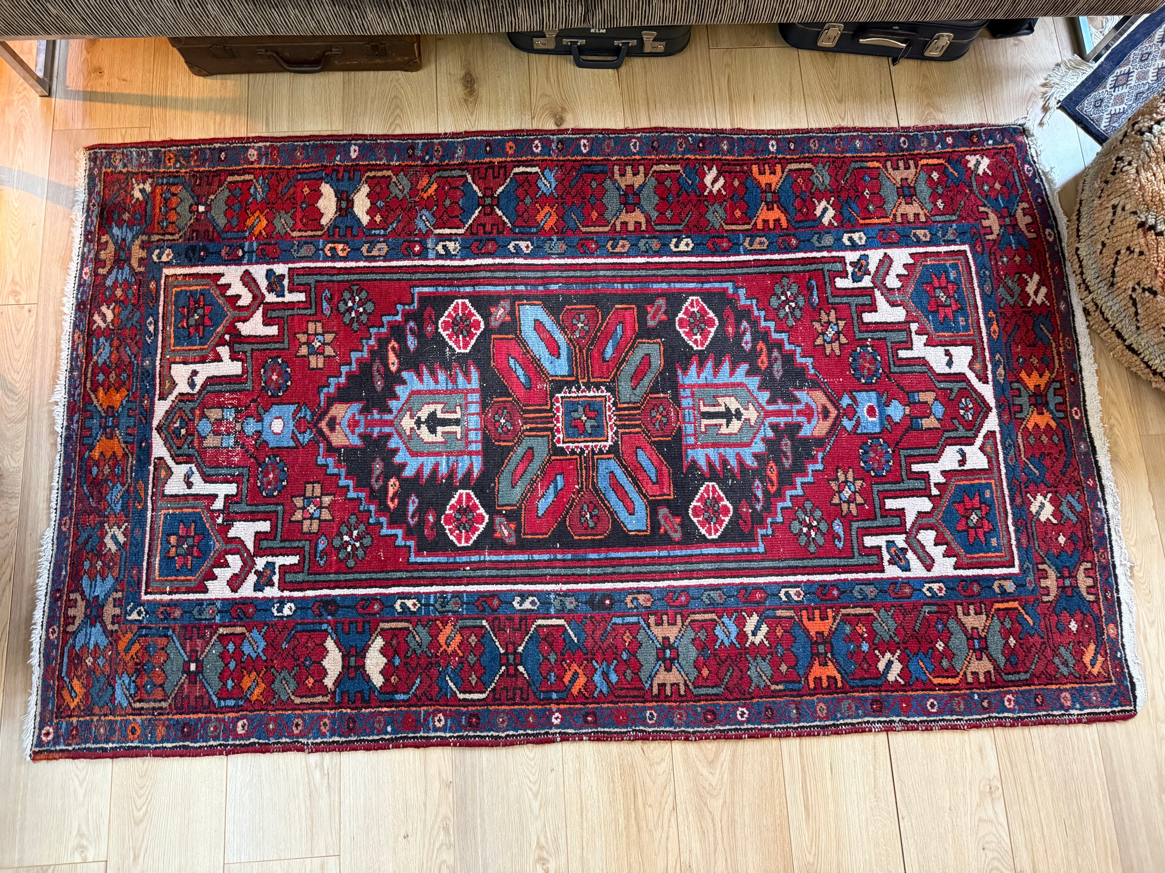 Handgeknoopt vintage oosters tapijt – Heriz stijl – ca. 200 × 118 cm