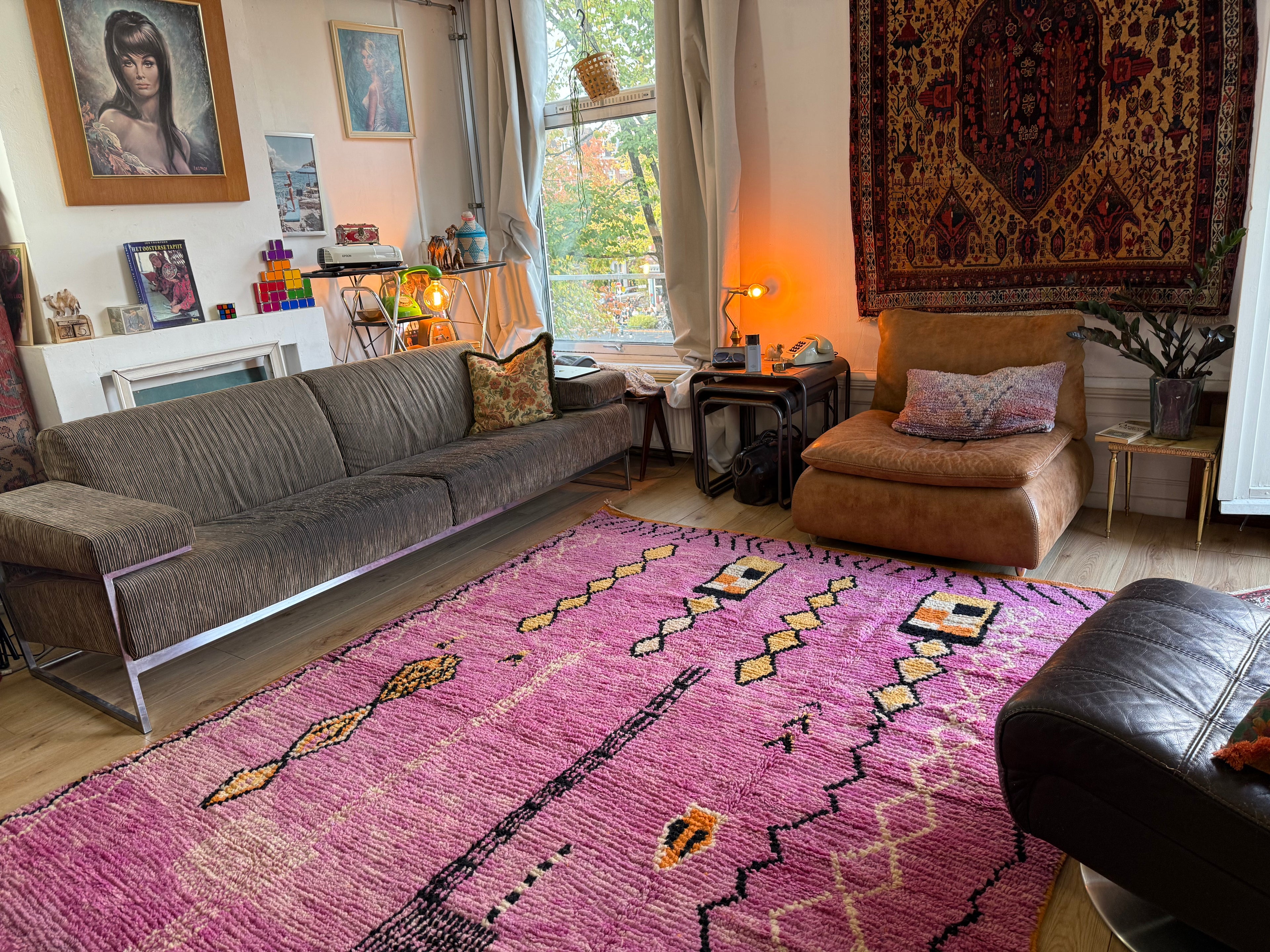Handgeknoopt vintage Berber tapijt – ca. 308 × 200 cm