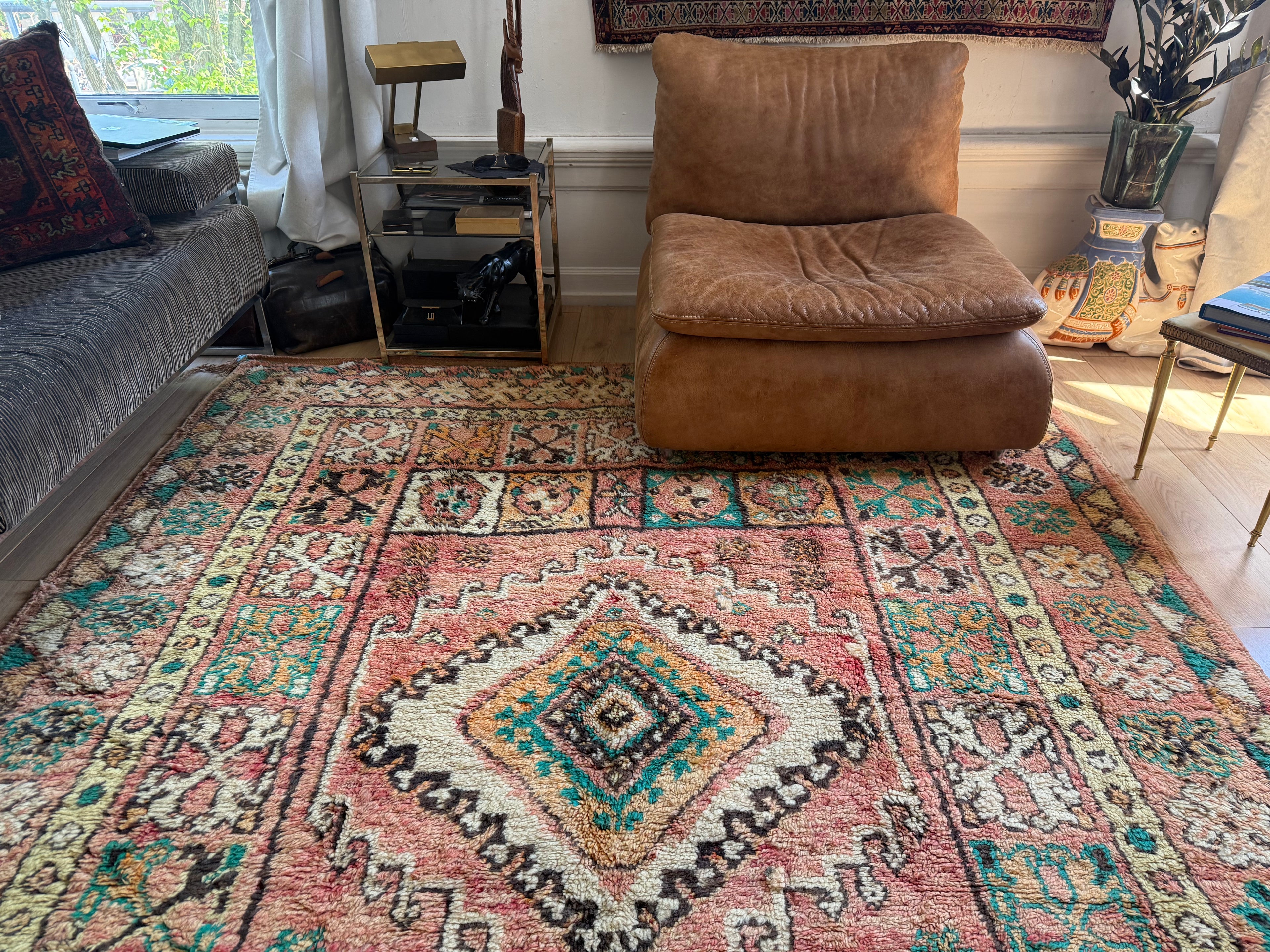 Vintage Moroccan Carpet 394 × 204 cm, 1970s