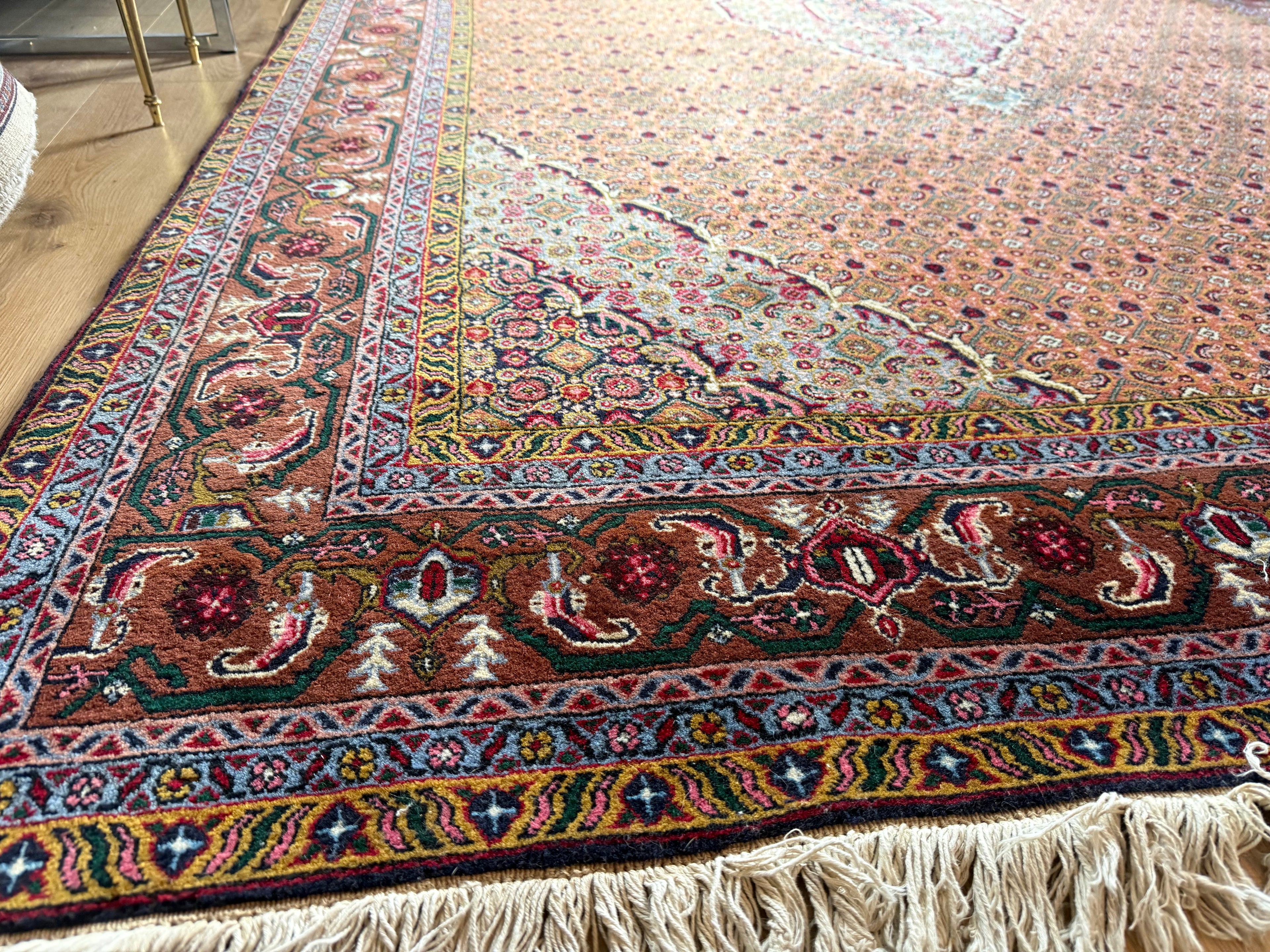 Tapete vintage nó à mão – estilo Bidjar – 310 × 200 cm – padrão Mahi