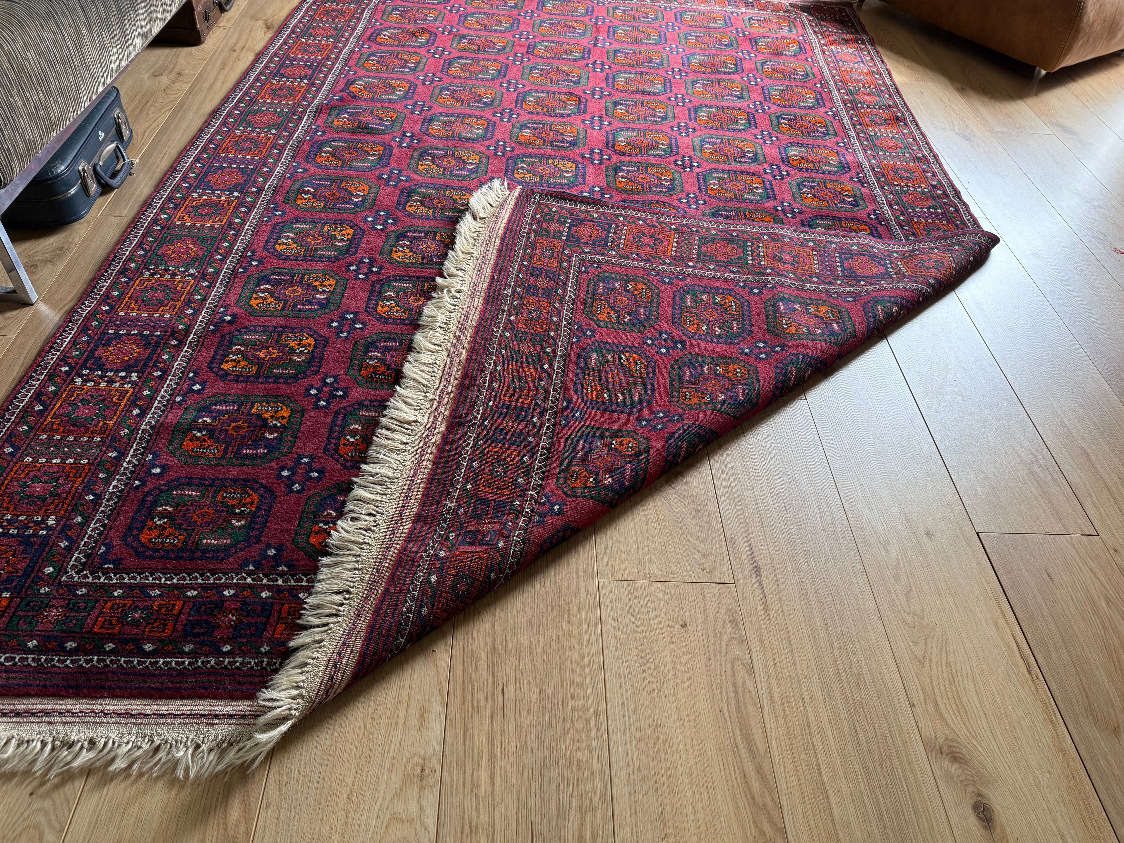 GEREINIGD Handgeknoopt Pakistaans Bochara tapijt 285×183 cm