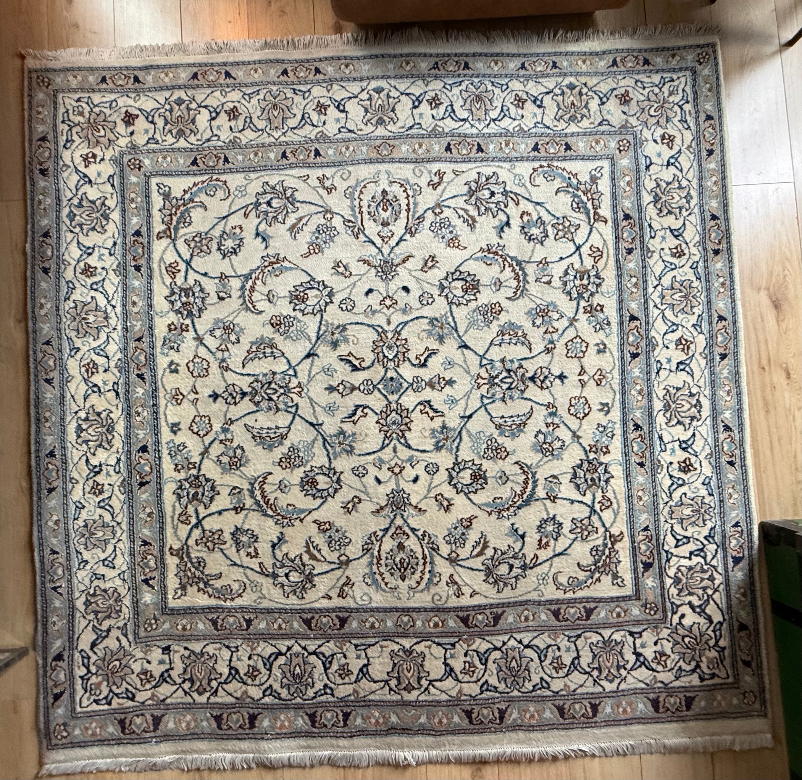 Handgeknoopt Vintage Perzisch Nain Tapijt – 200 × 200 cm