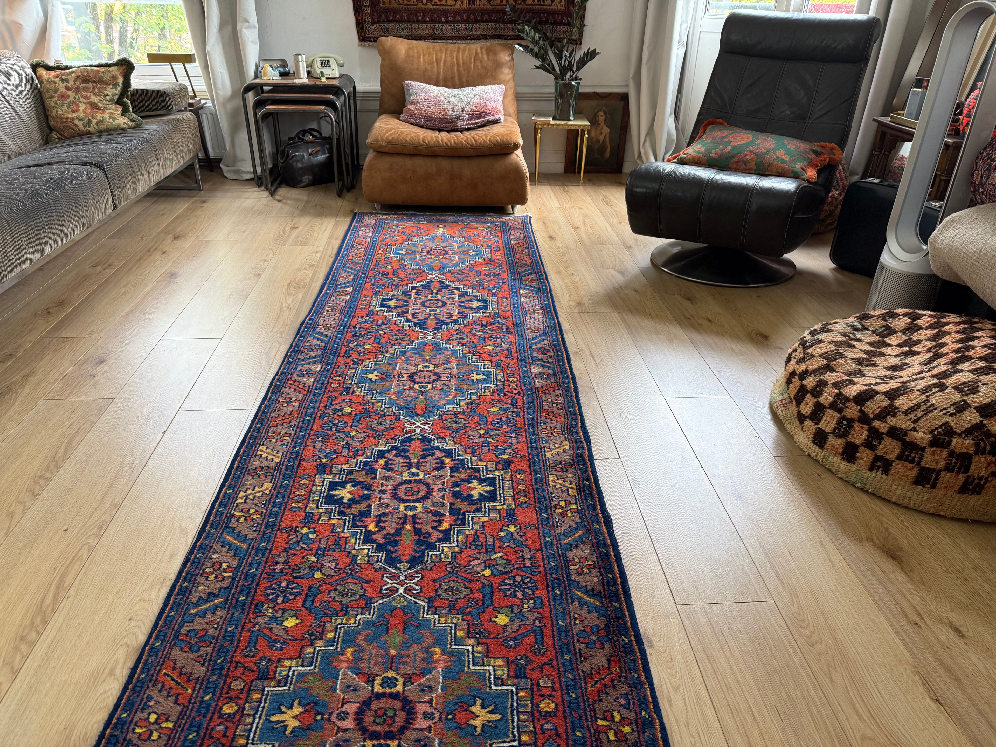 Handgeknoopte wollen loper – ca. 340 × 89 cm