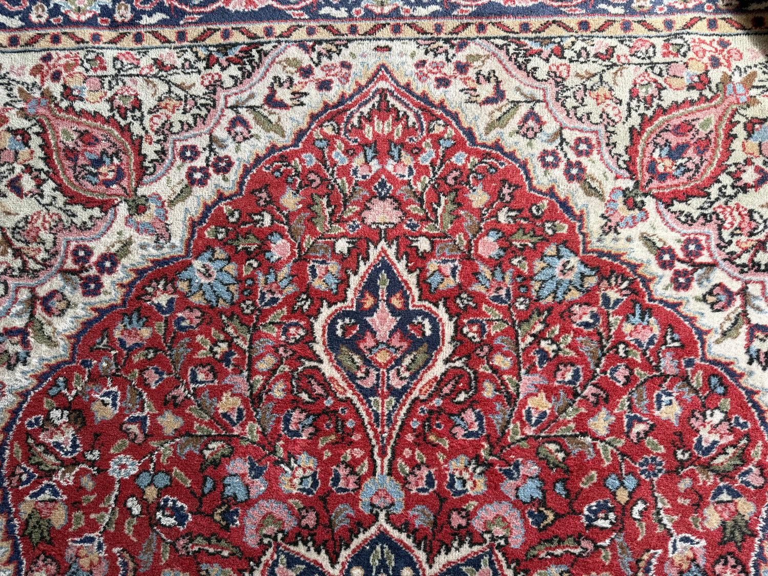 tapete vintage oriental feito à mão estilo Kashan 215 x 345 cm