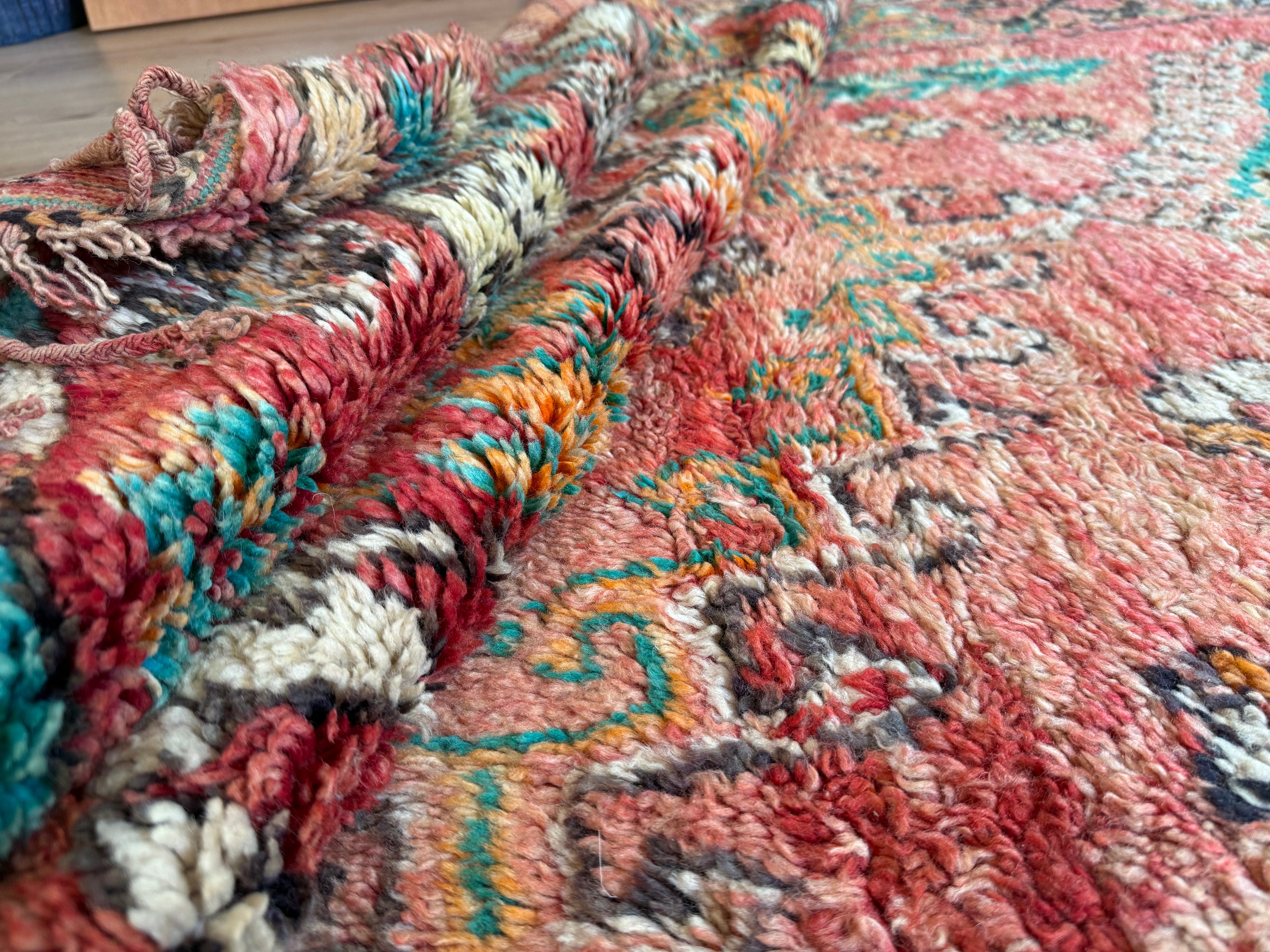 Vintage Moroccan Carpet 394 × 204 cm, 1970s