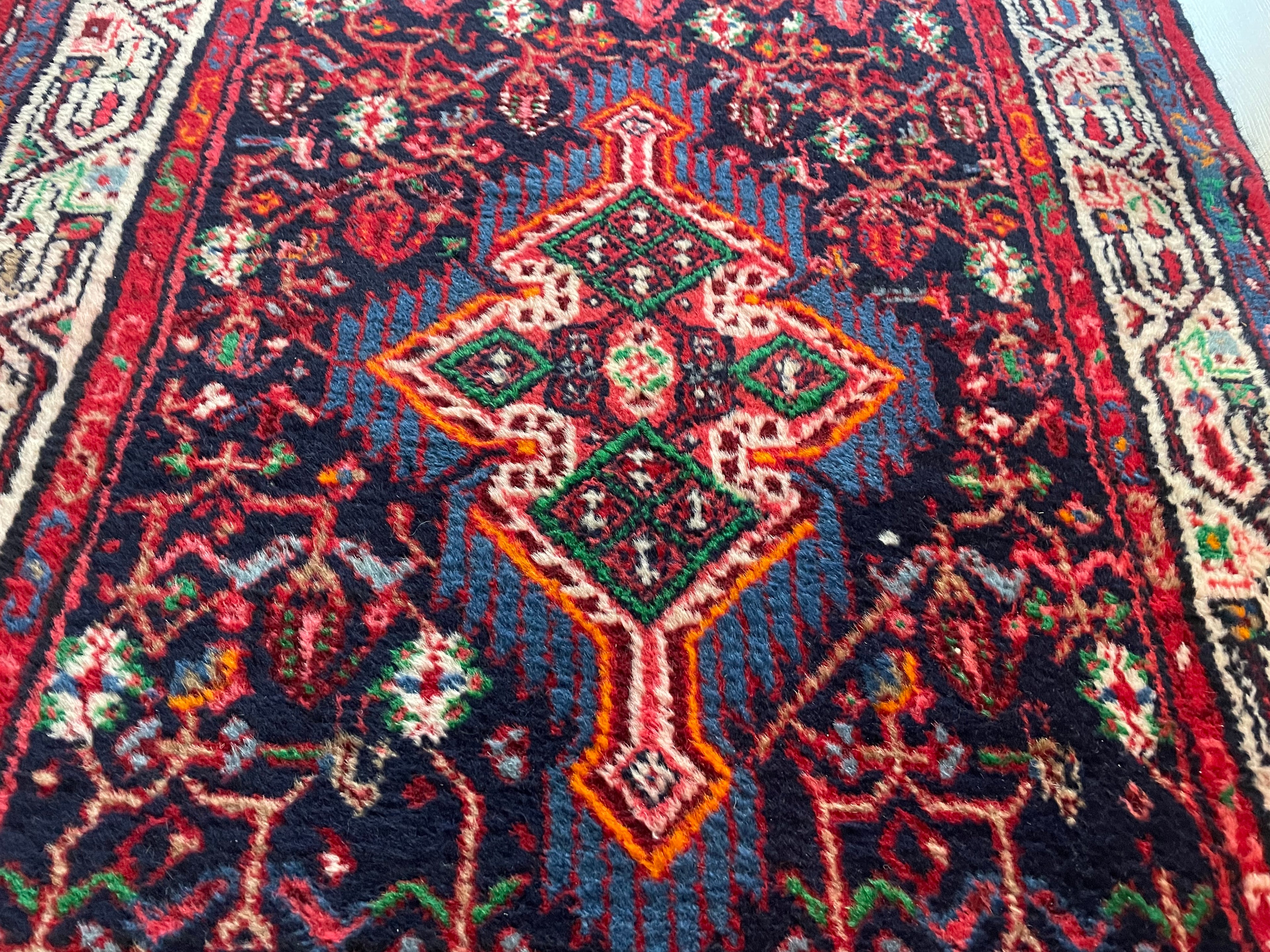 Handgeknoopte vintage Oosterse loper – ca. 305 × 88 cm