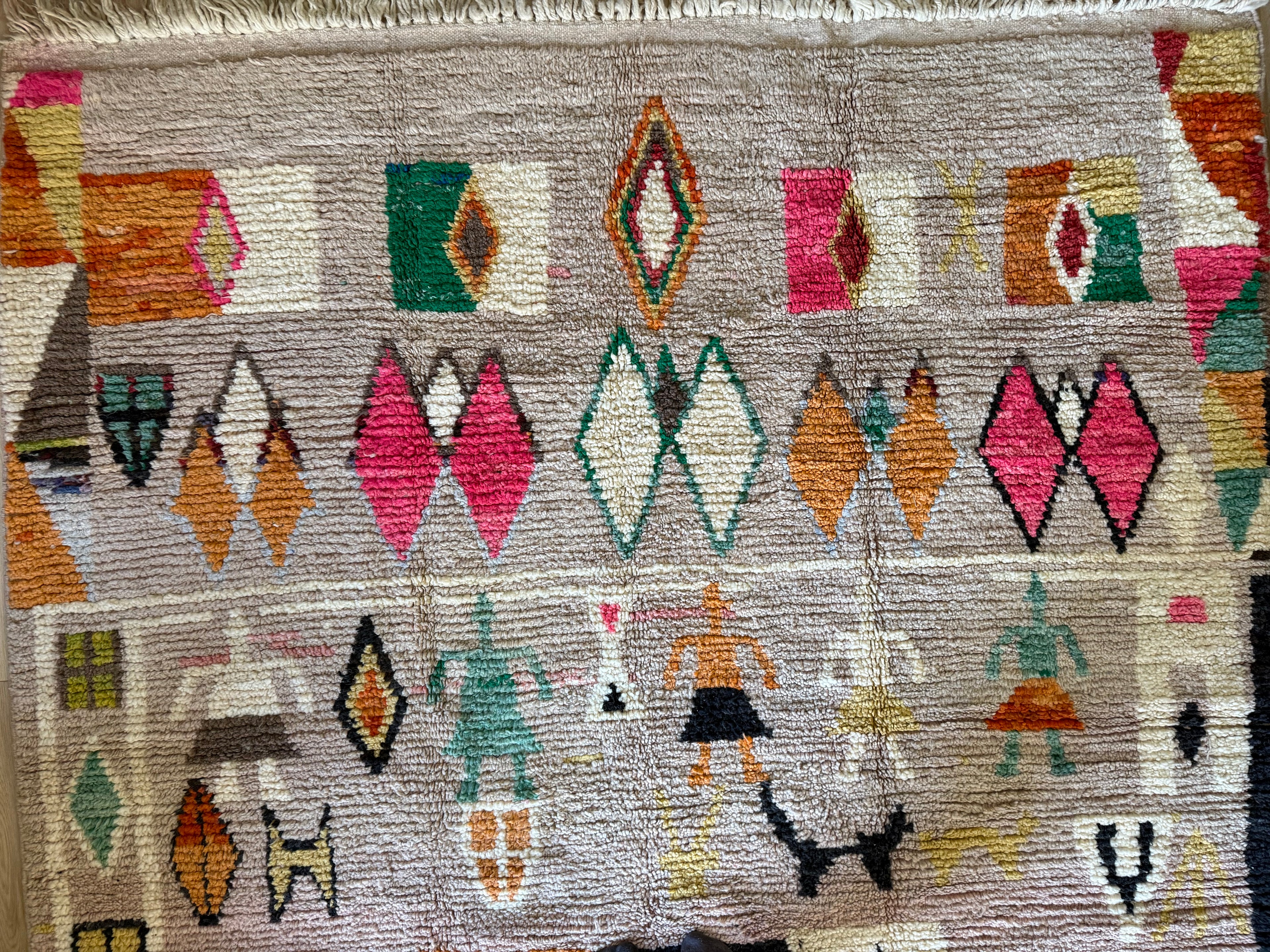 Handgeknoopt Marokkaans vloerkleed – ca. 300 × 200 cm – kleurrijk geometrisch design