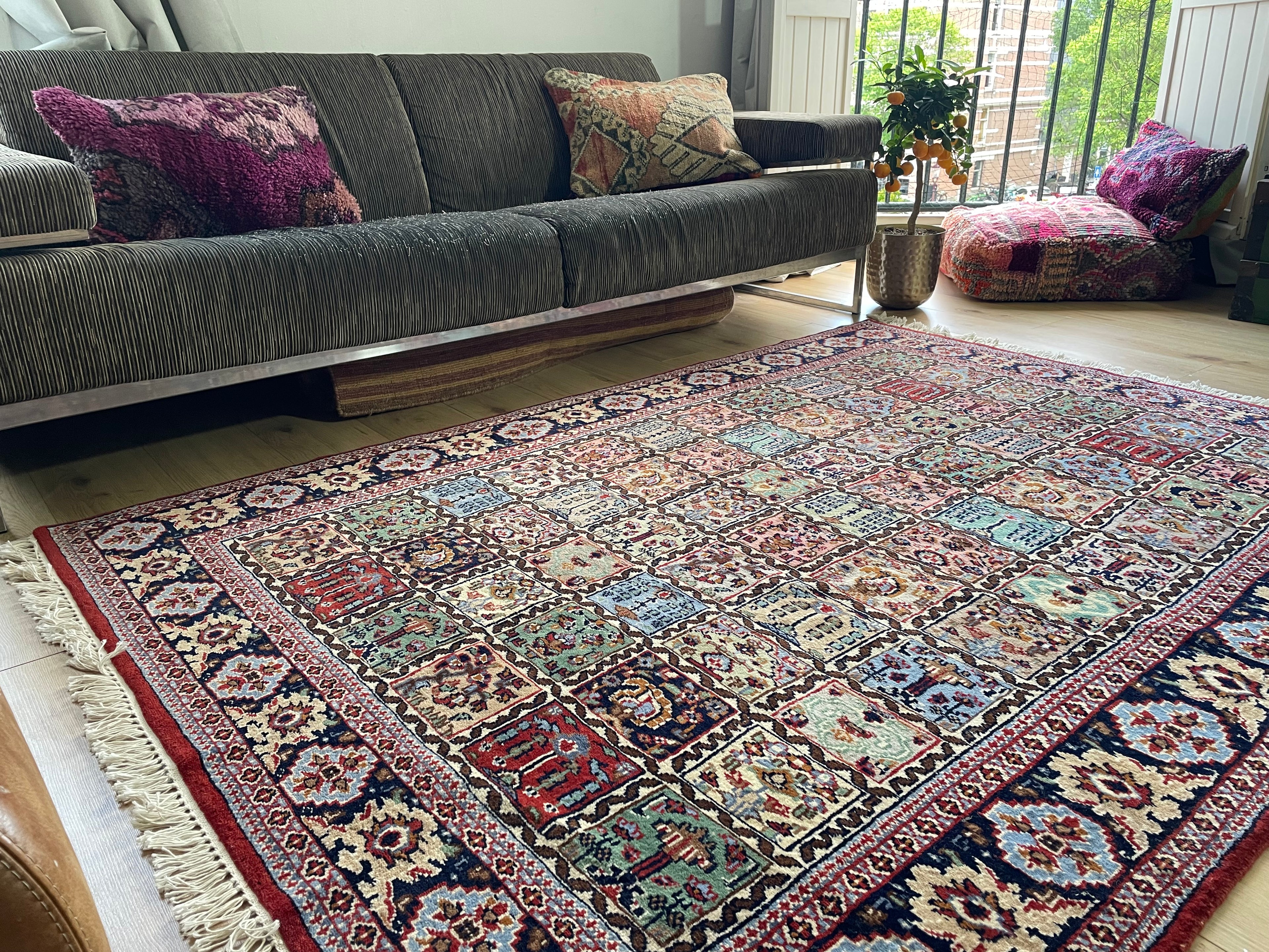 Handgeknoopt vintage Oosters tapijt – ca. 220 × 151 cm