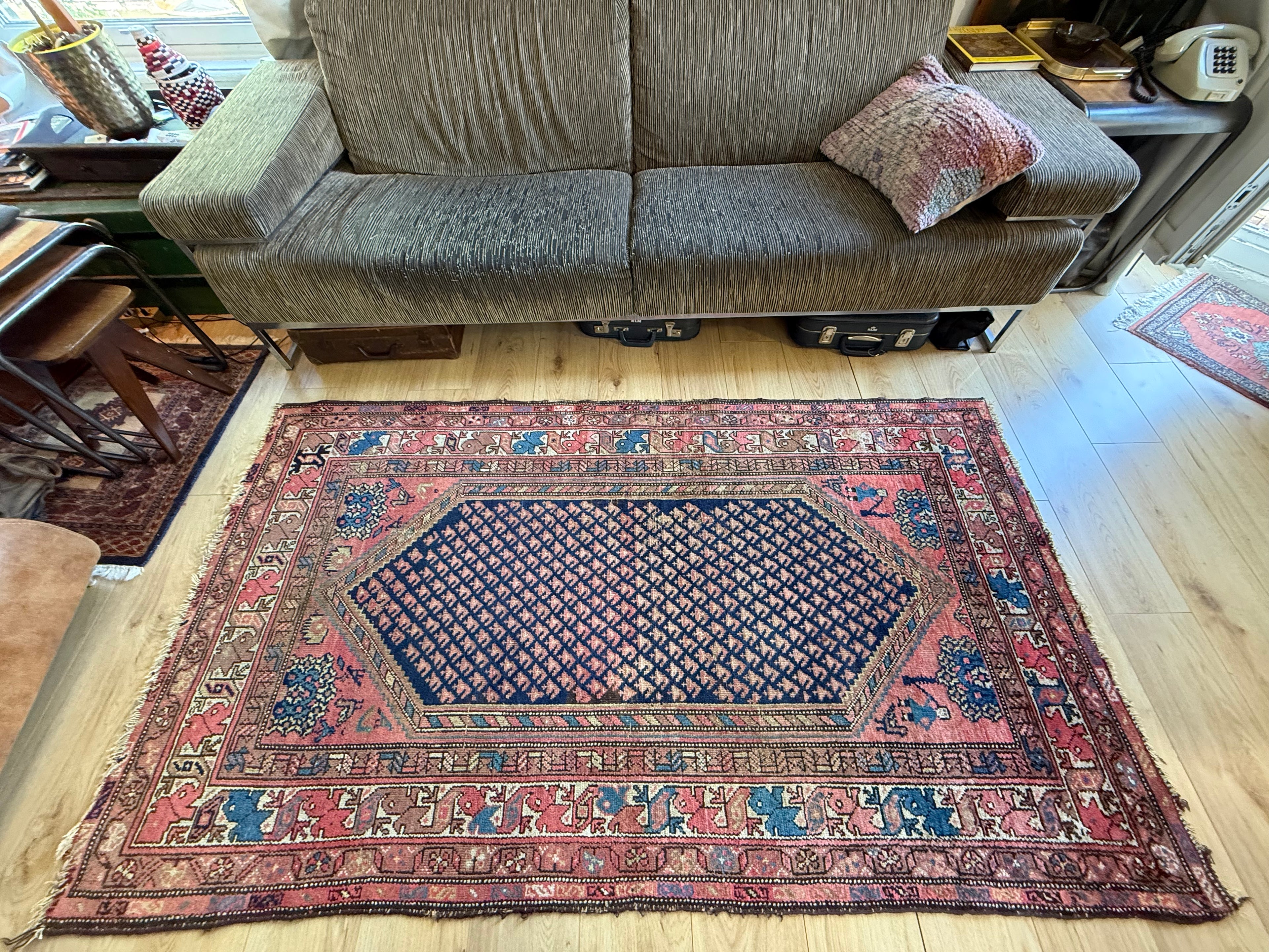 Handgeknoopt vintage ossters tapijt – Malayer-stijl – ca. 210 × 116 cm