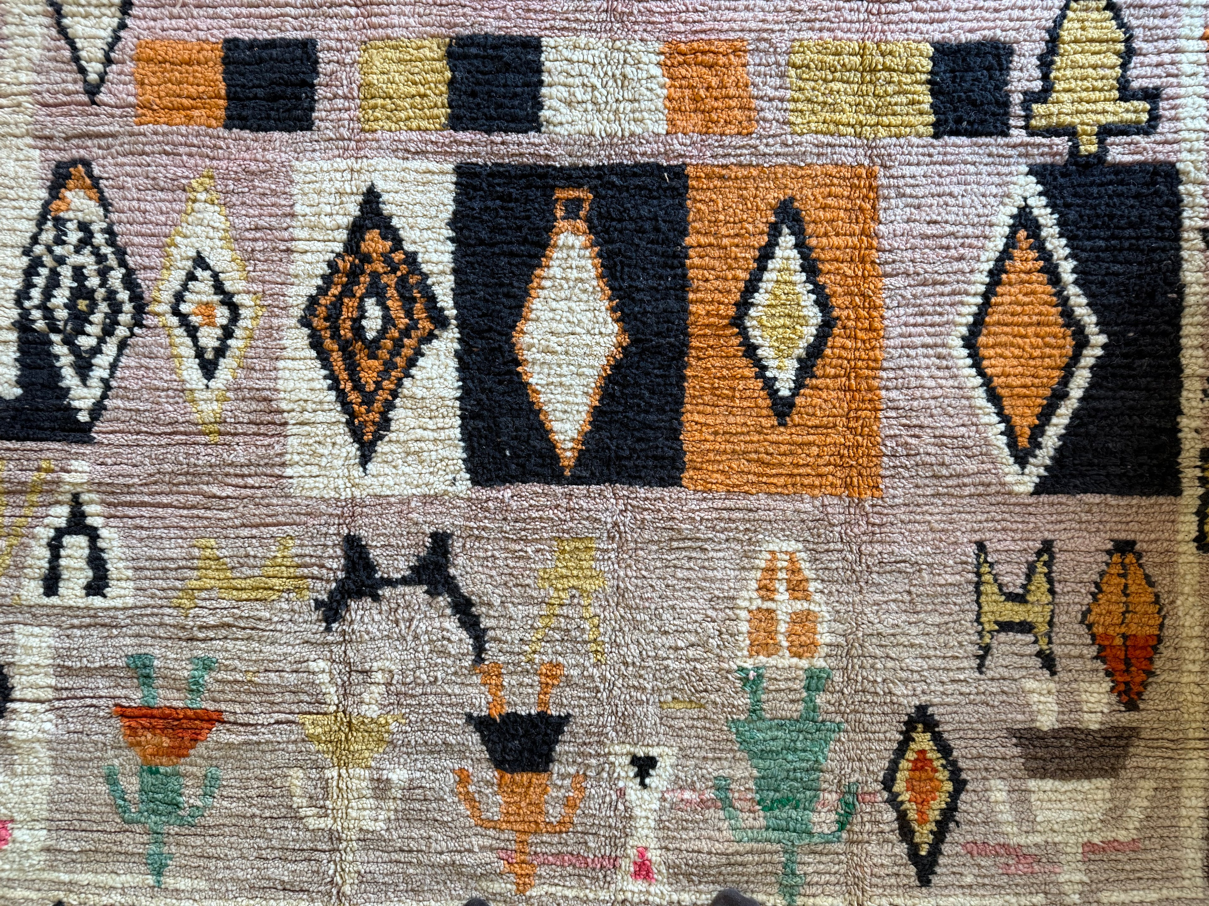 Handgeknoopt Marokkaans vloerkleed – ca. 300 × 200 cm – kleurrijk geometrisch design