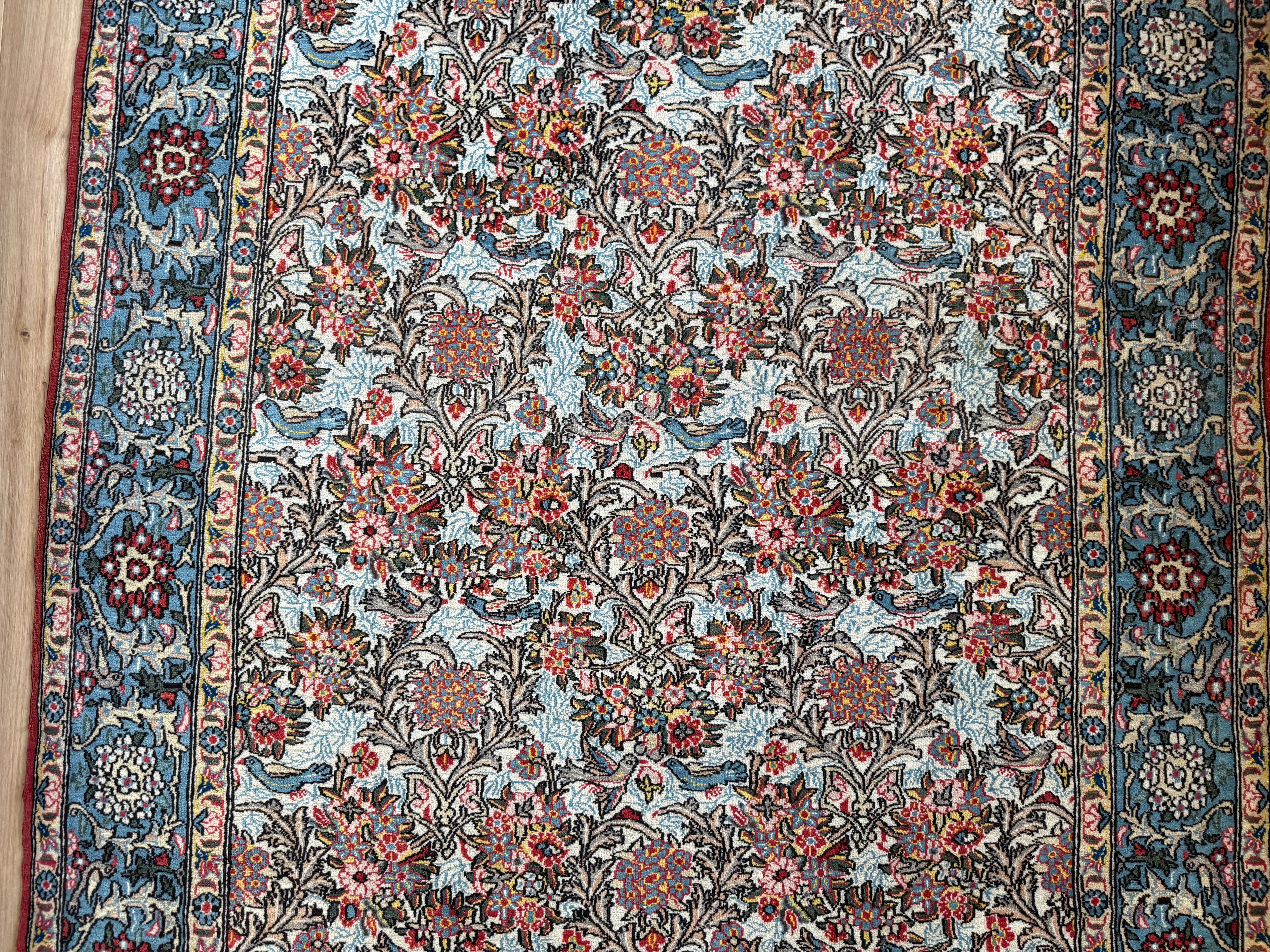 Hand-knotted vintage carpet in Ghom style – 212 × 138 cm