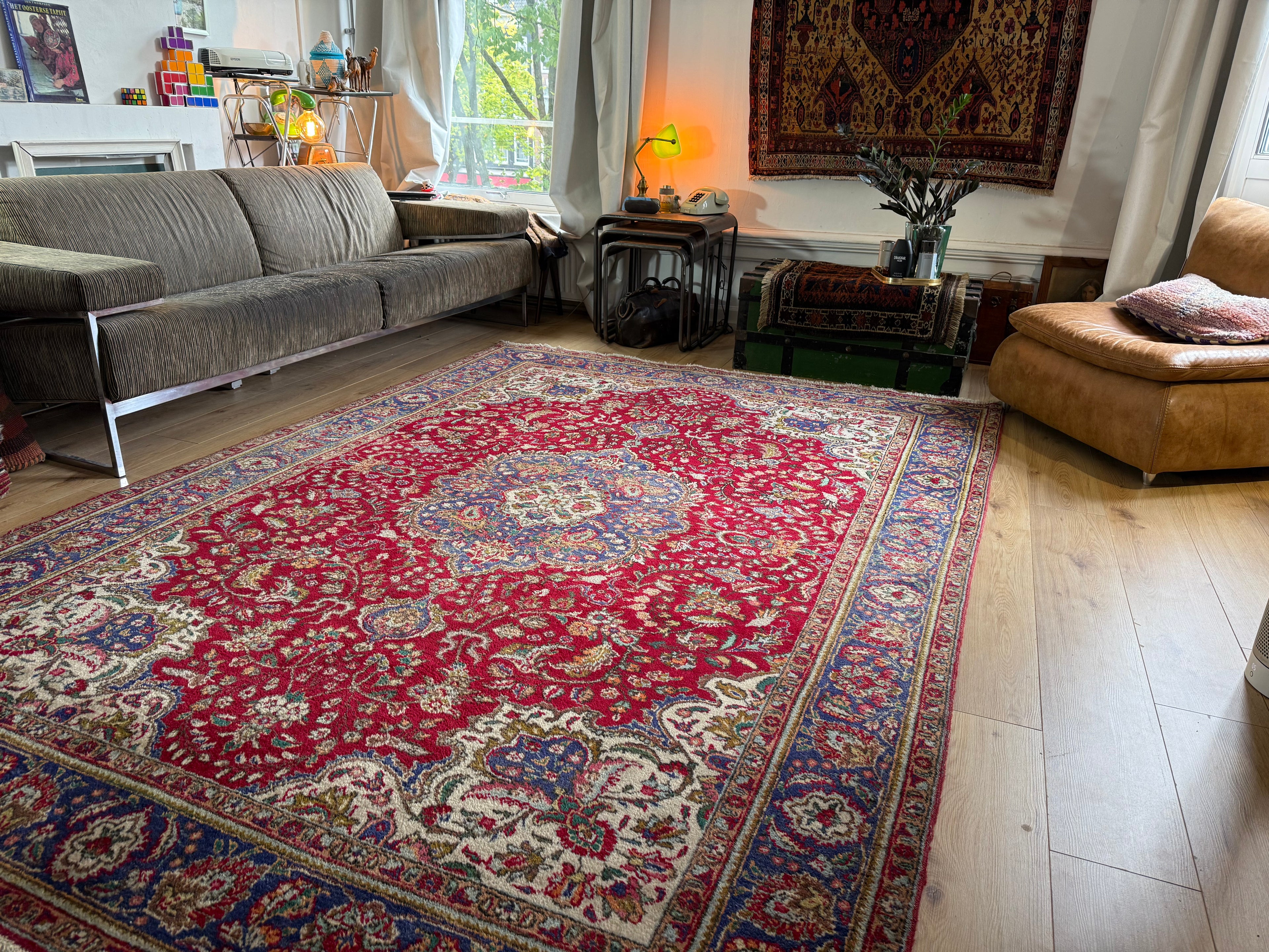 Handgeknoopt vintage Tabriz tapijt – ca. 301 × 205 cm