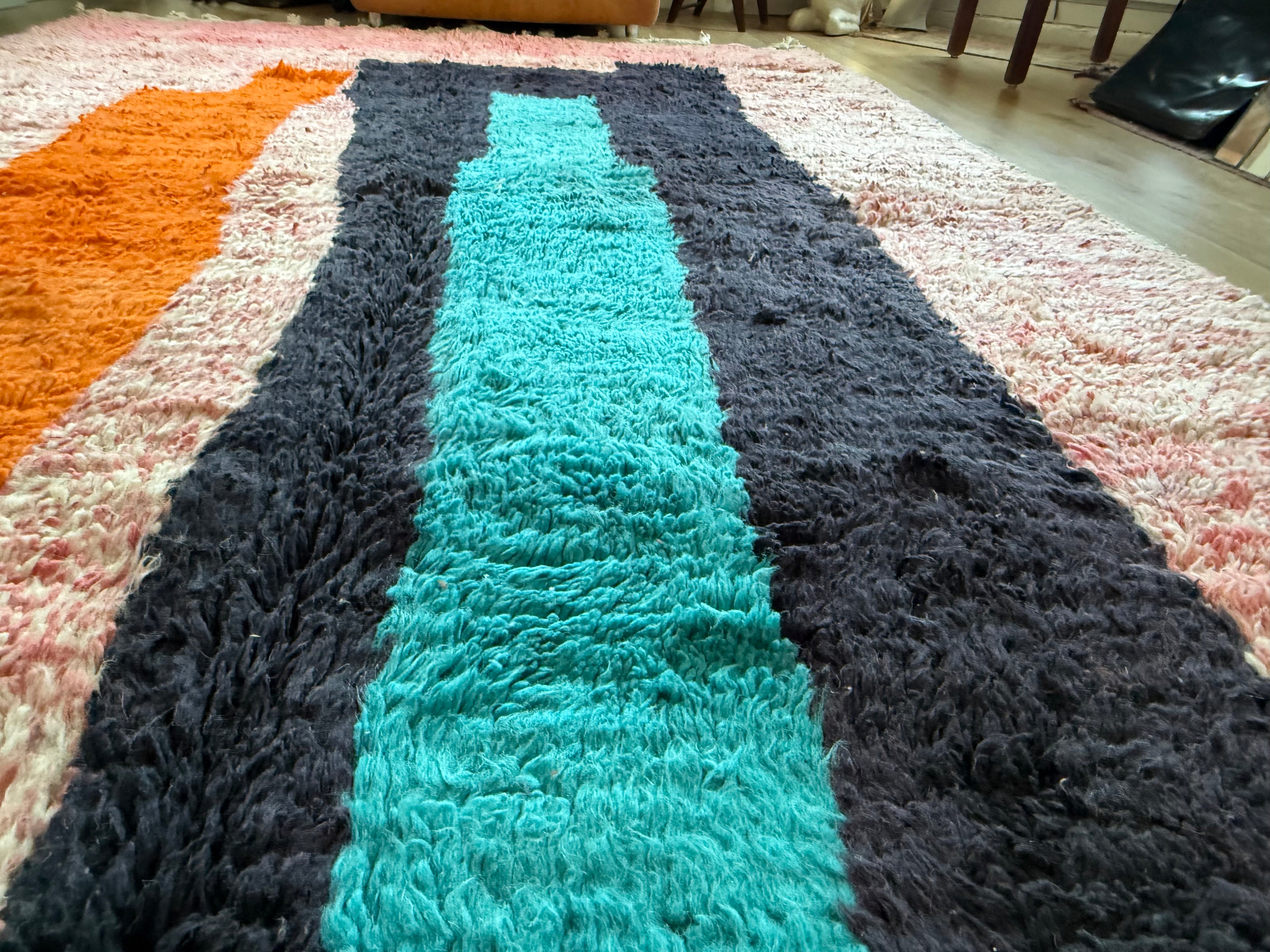 Tapete Vintage de Design Pós-Moderno – Feito à Mão no Marrocos – 320 × 201 cm