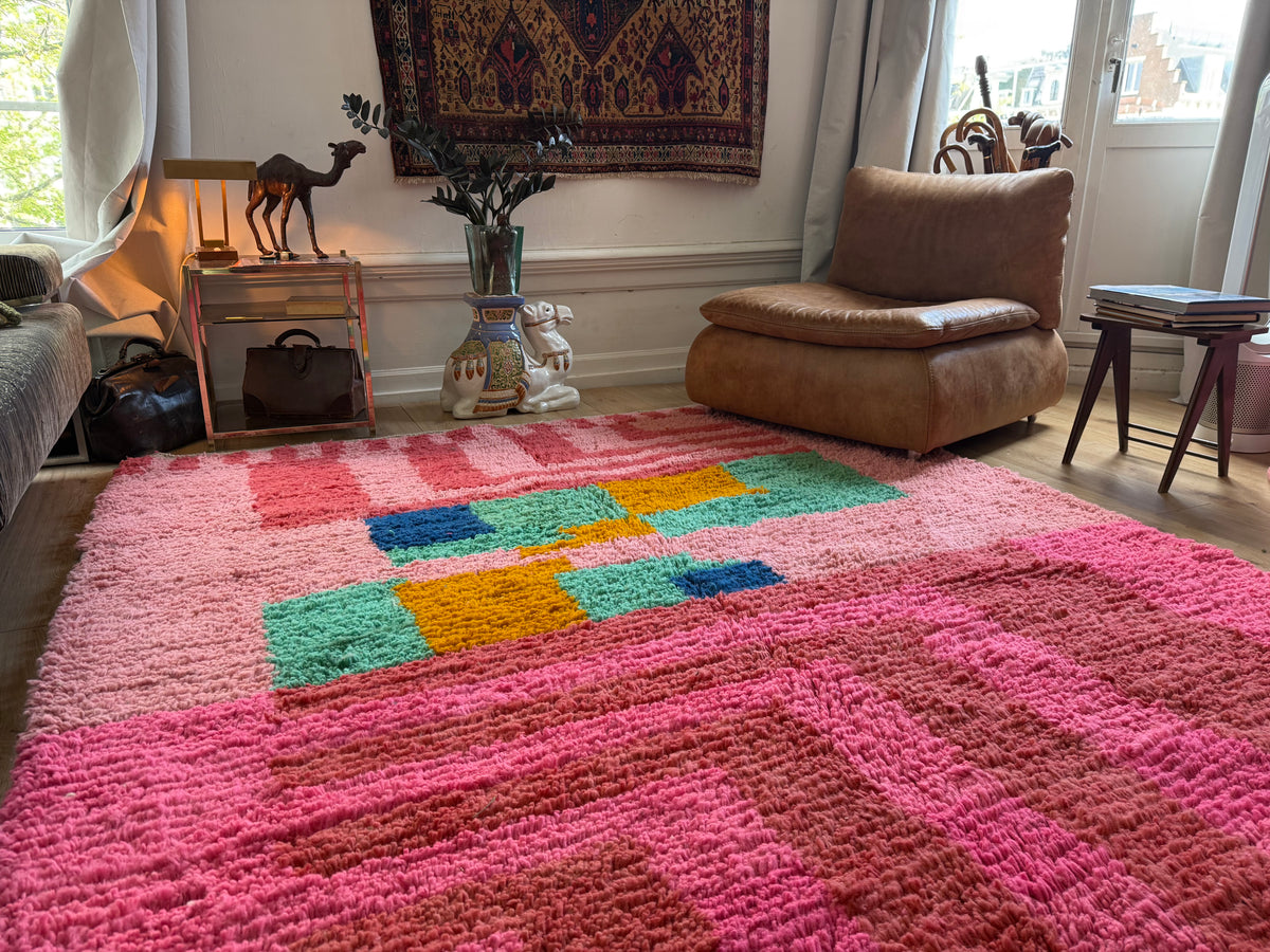 Marokkaans tapijt in roze en fuchsia – 302 × 204 cm