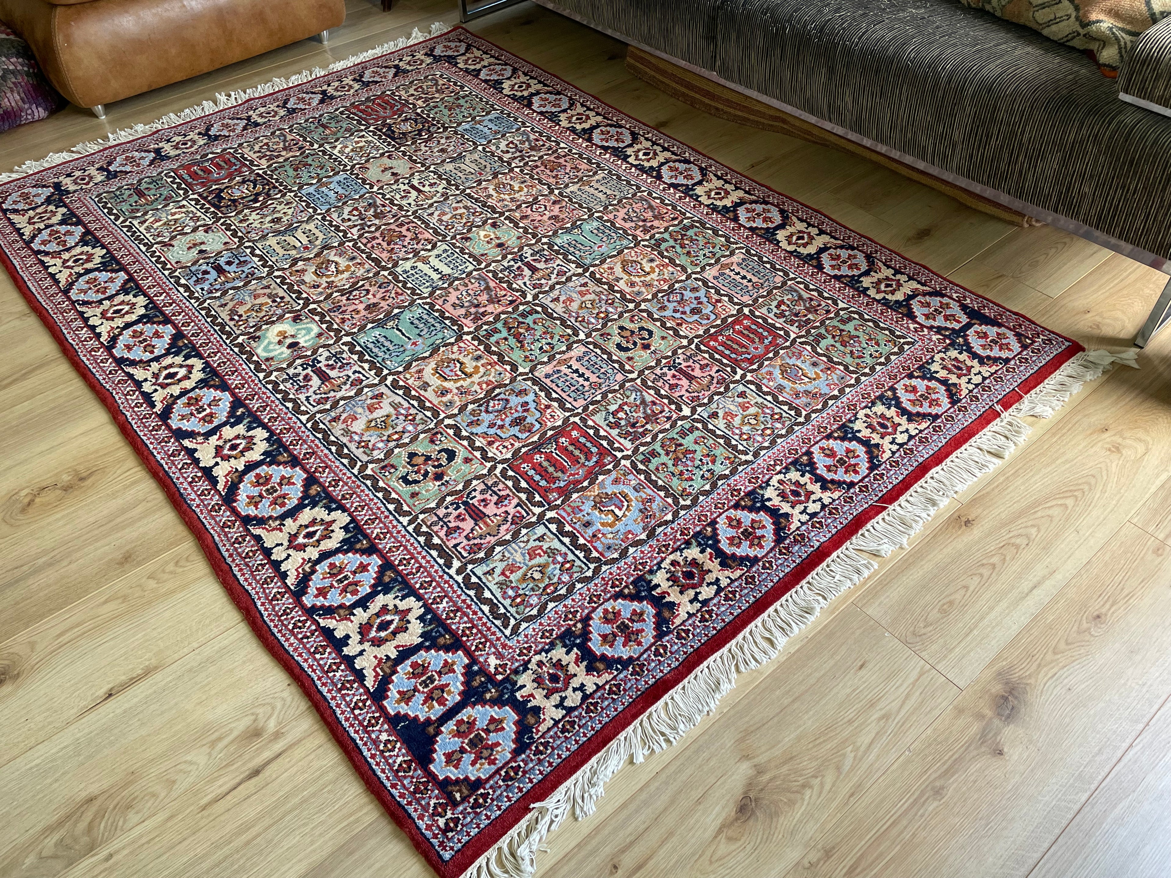 Handgeknoopt vintage Oosters tapijt – ca. 220 × 151 cm