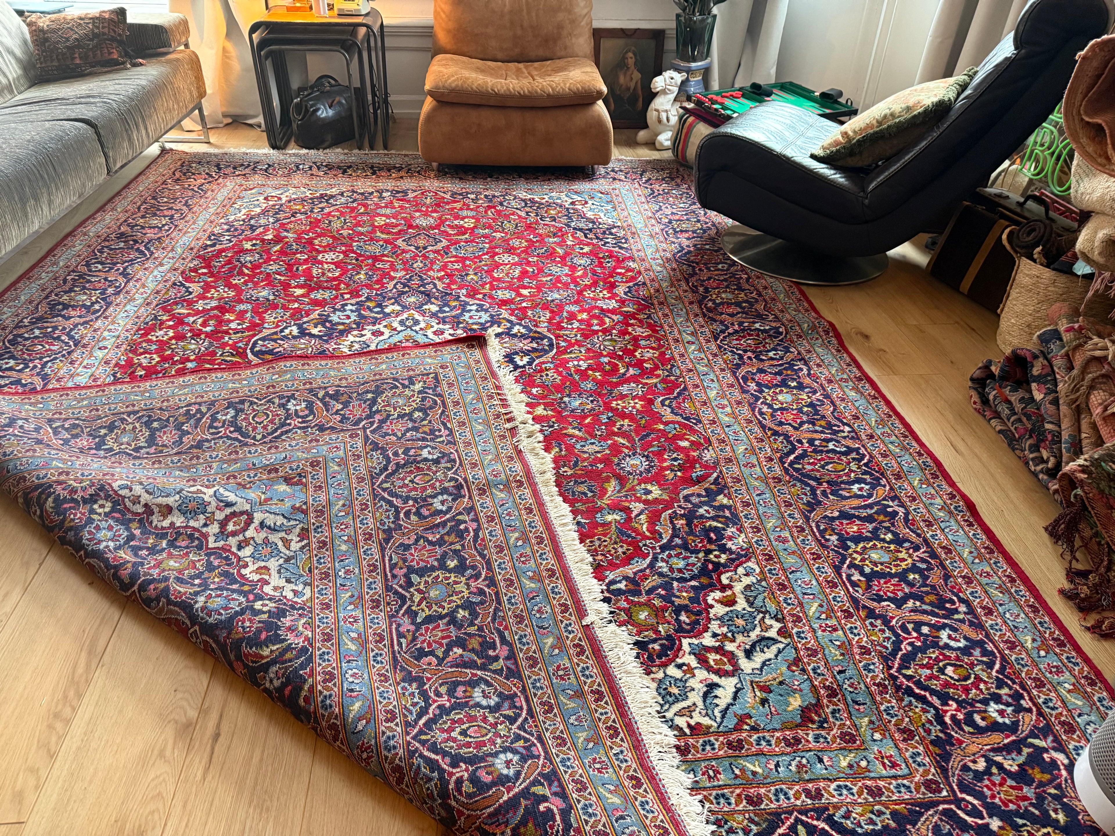 Monumentaal handgeknoopt vintage tapijt – 365 × 249 cm