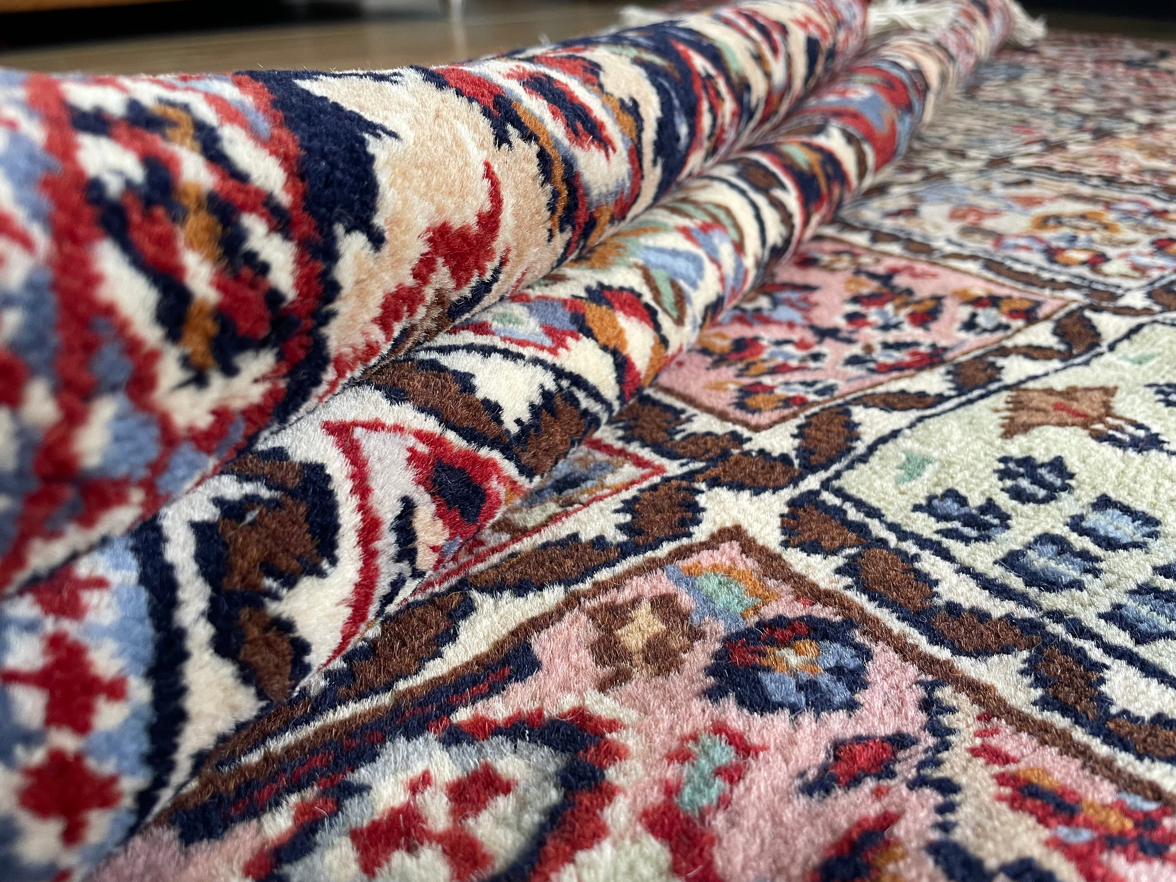 Handgeknoopt vintage Oosters tapijt – ca. 220 × 151 cm