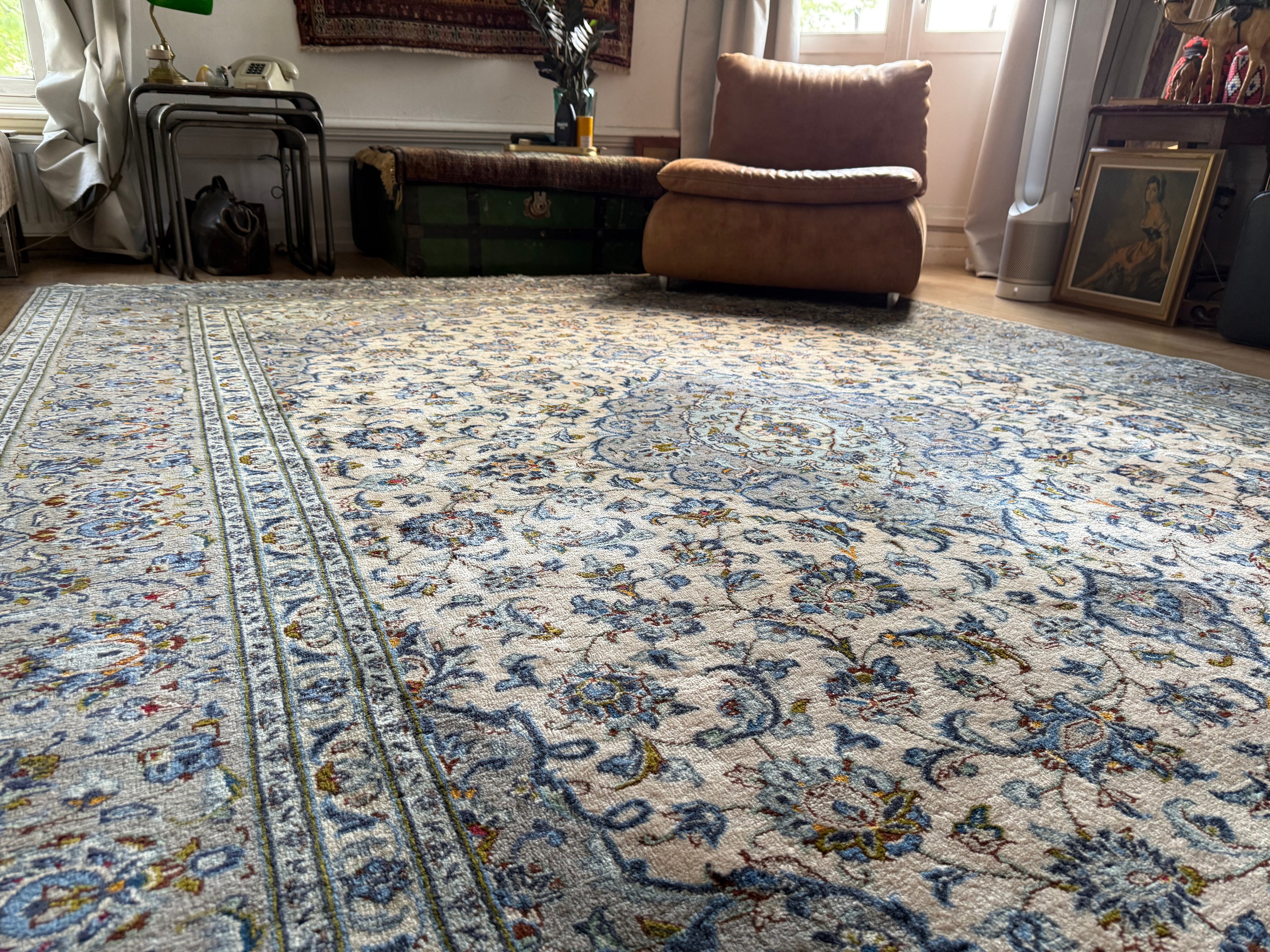 Handgeknoopt vintage tapijt – Licht & elegant – ca. 365 × 245 cm