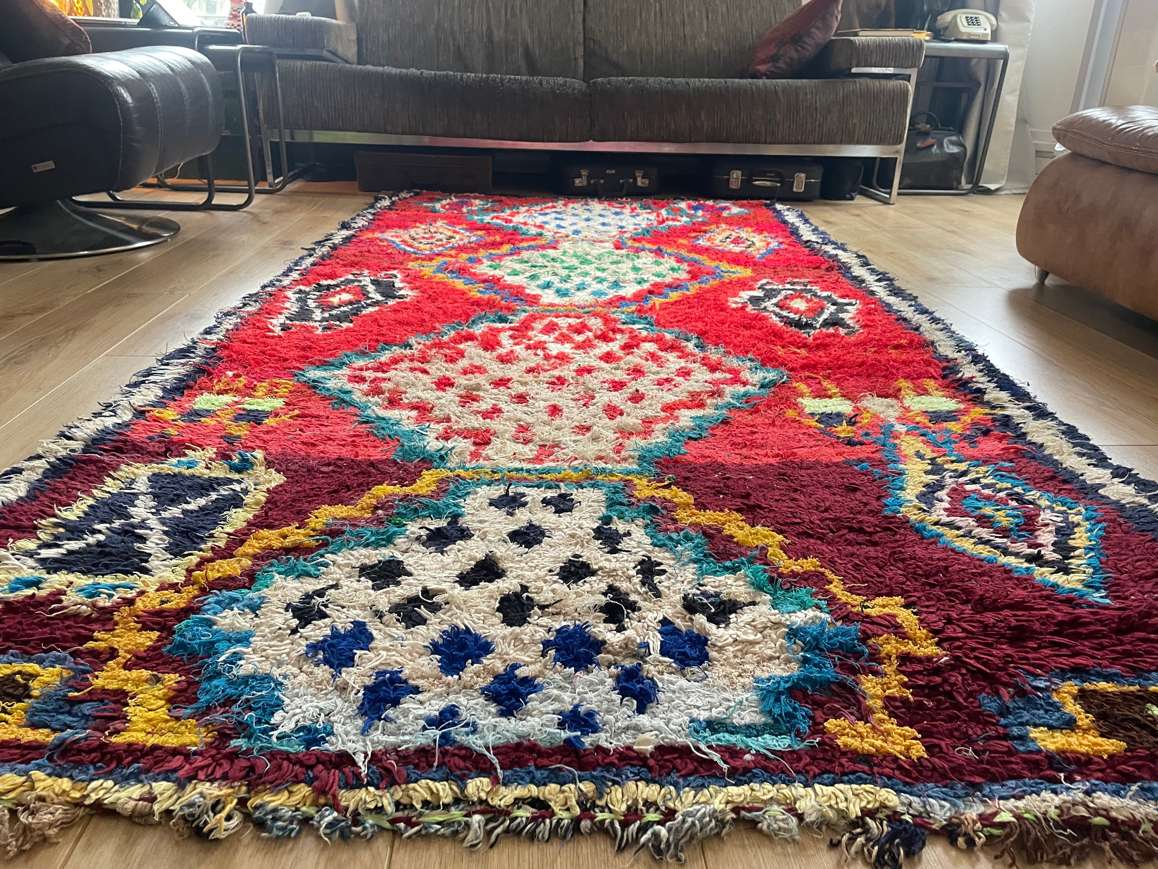 Handgeknoopt vintage Boujad tapijt – Marokkaans – ca. 282 × 145 cm