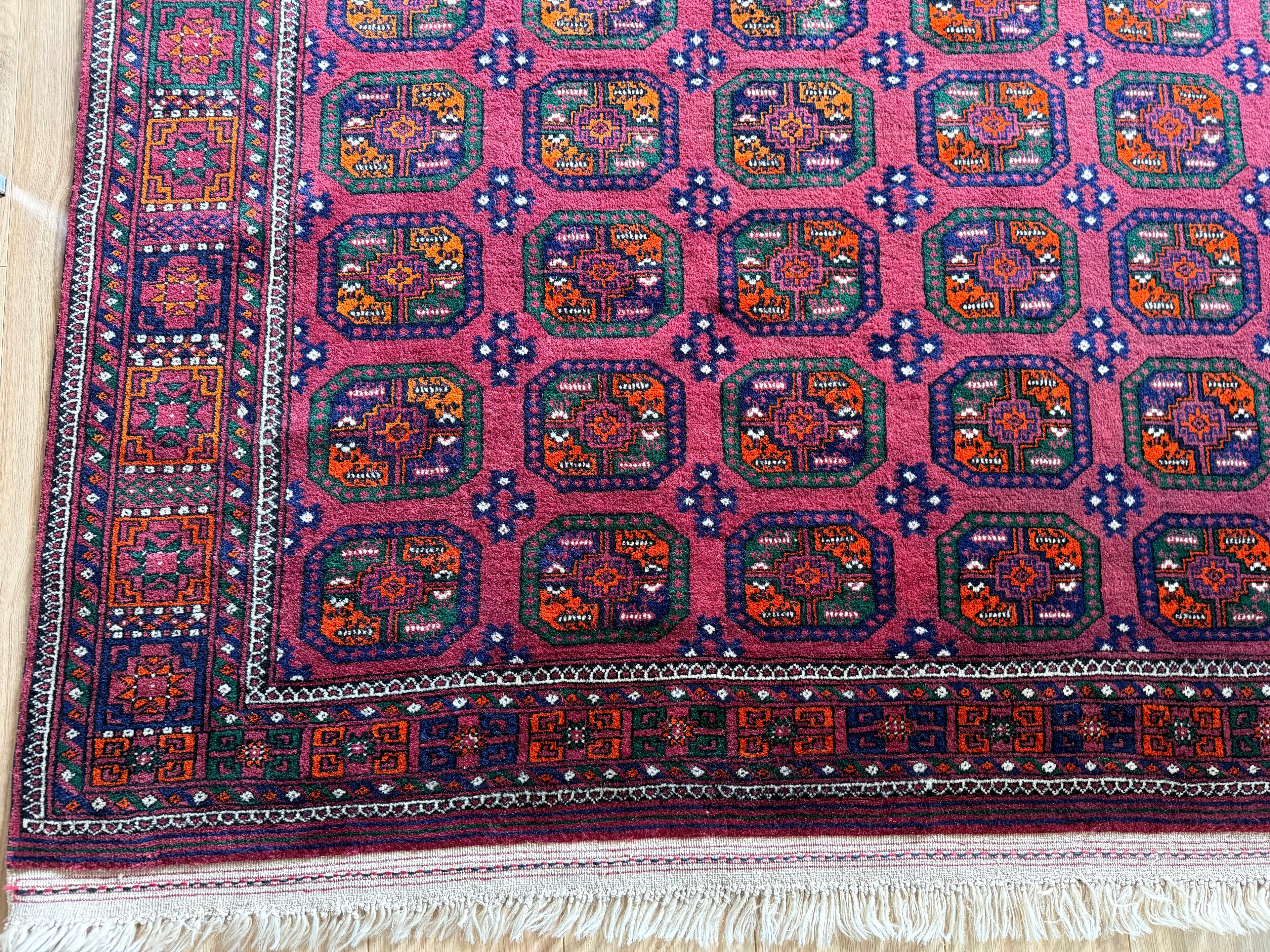 GEREINIGD Handgeknoopt Pakistaans Bochara tapijt 285×183 cm