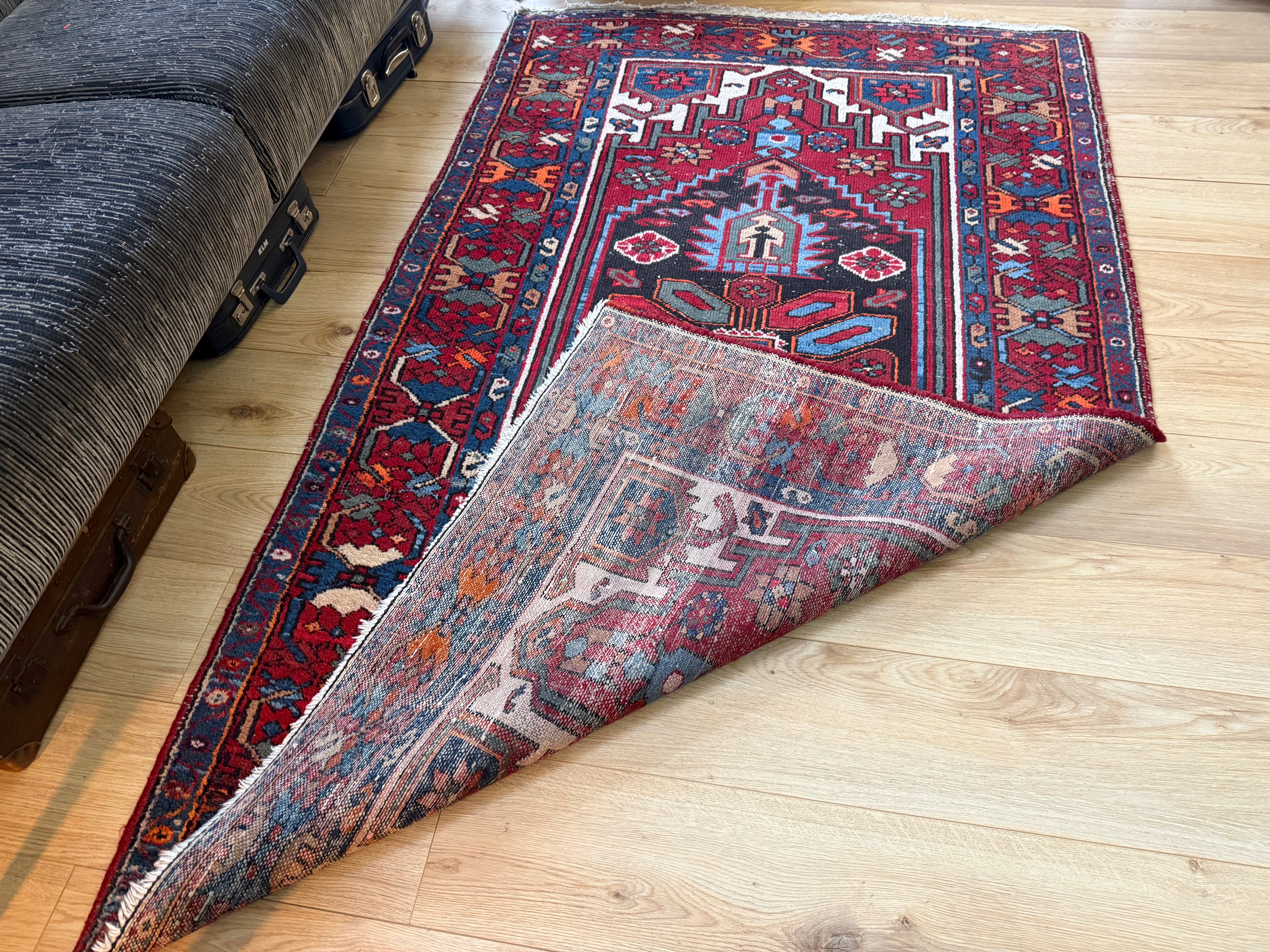 Handgeknoopt vintage oosters tapijt – Heriz stijl – ca. 200 × 118 cm