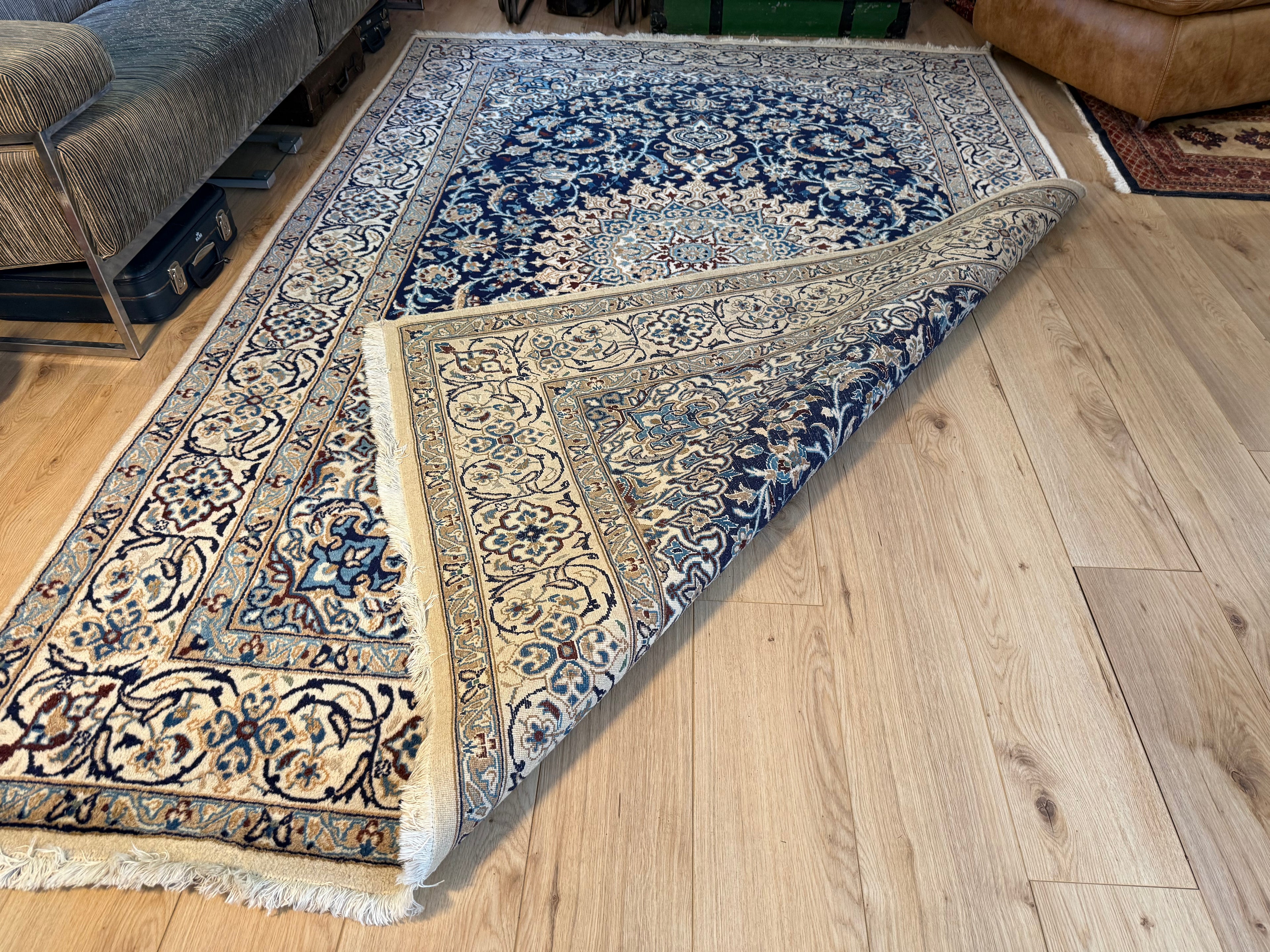 Hand-knotted vintage oriental Nain style carpet – approx. 196 × 300 cm
